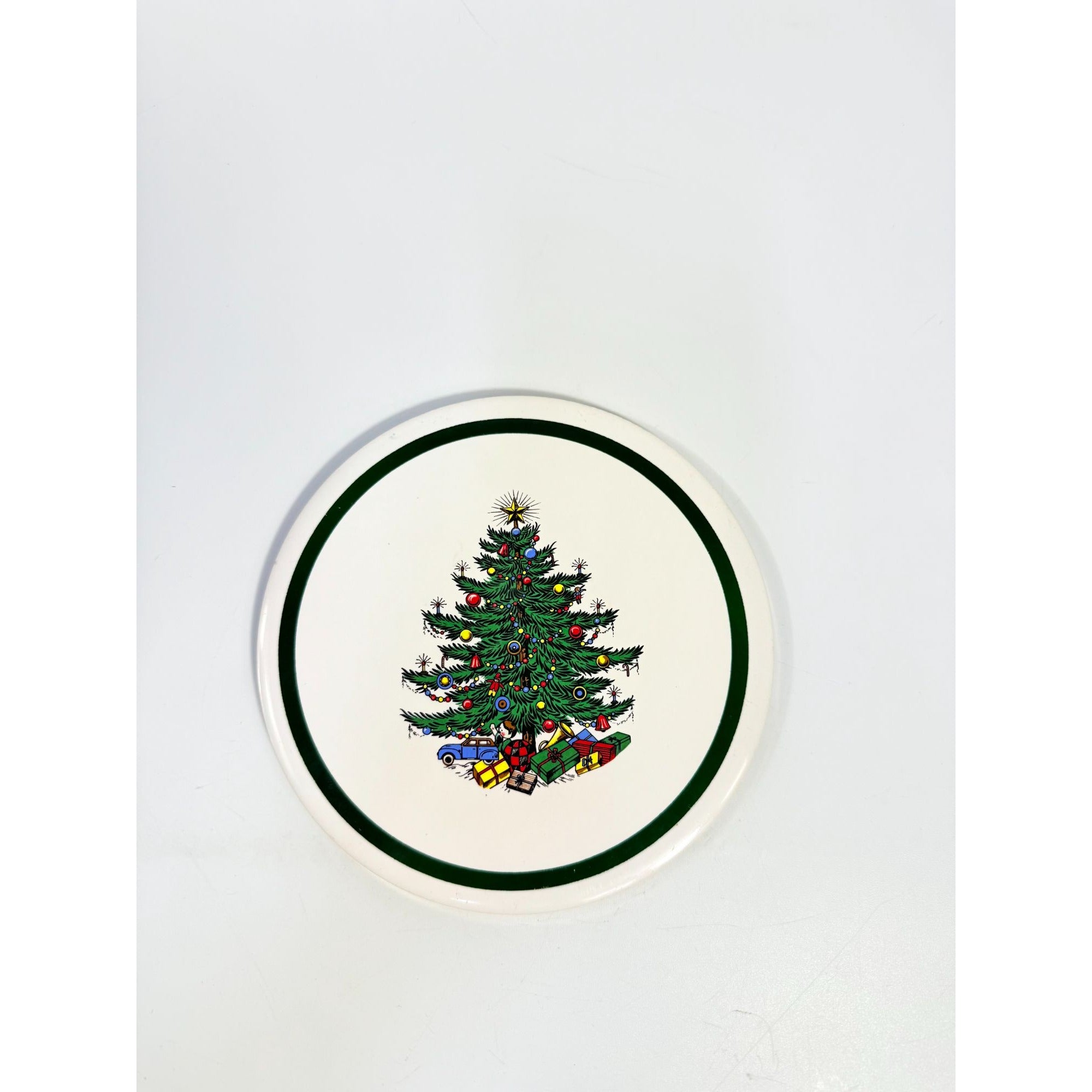 Trivet Hot Plate Christmas Tree Cuthbertson Porcelain Ceramic Holiday Decor Replacement China Vintage Wide Greeen Band Seasonal