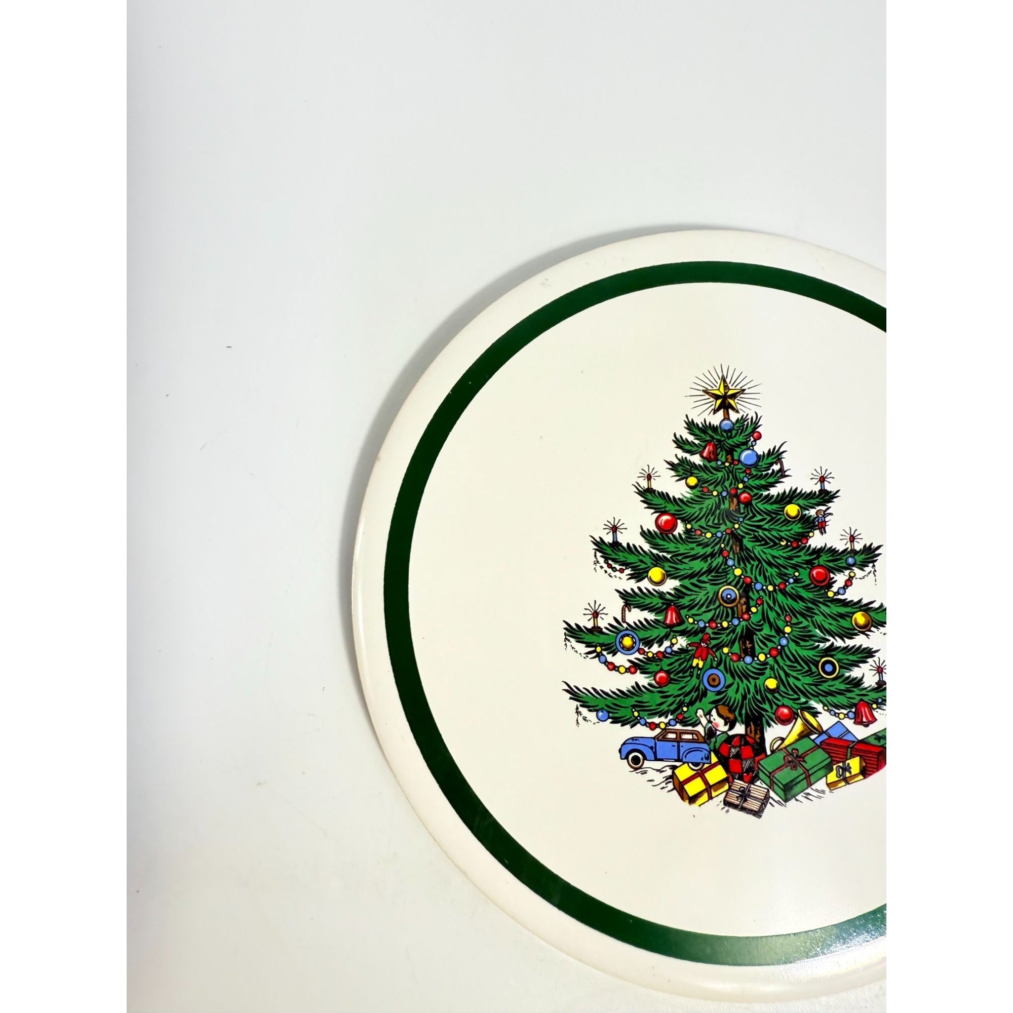 Trivet Hot Plate Christmas Tree Cuthbertson Porcelain Ceramic Holiday Decor Replacement China Vintage Wide Greeen Band Seasonal