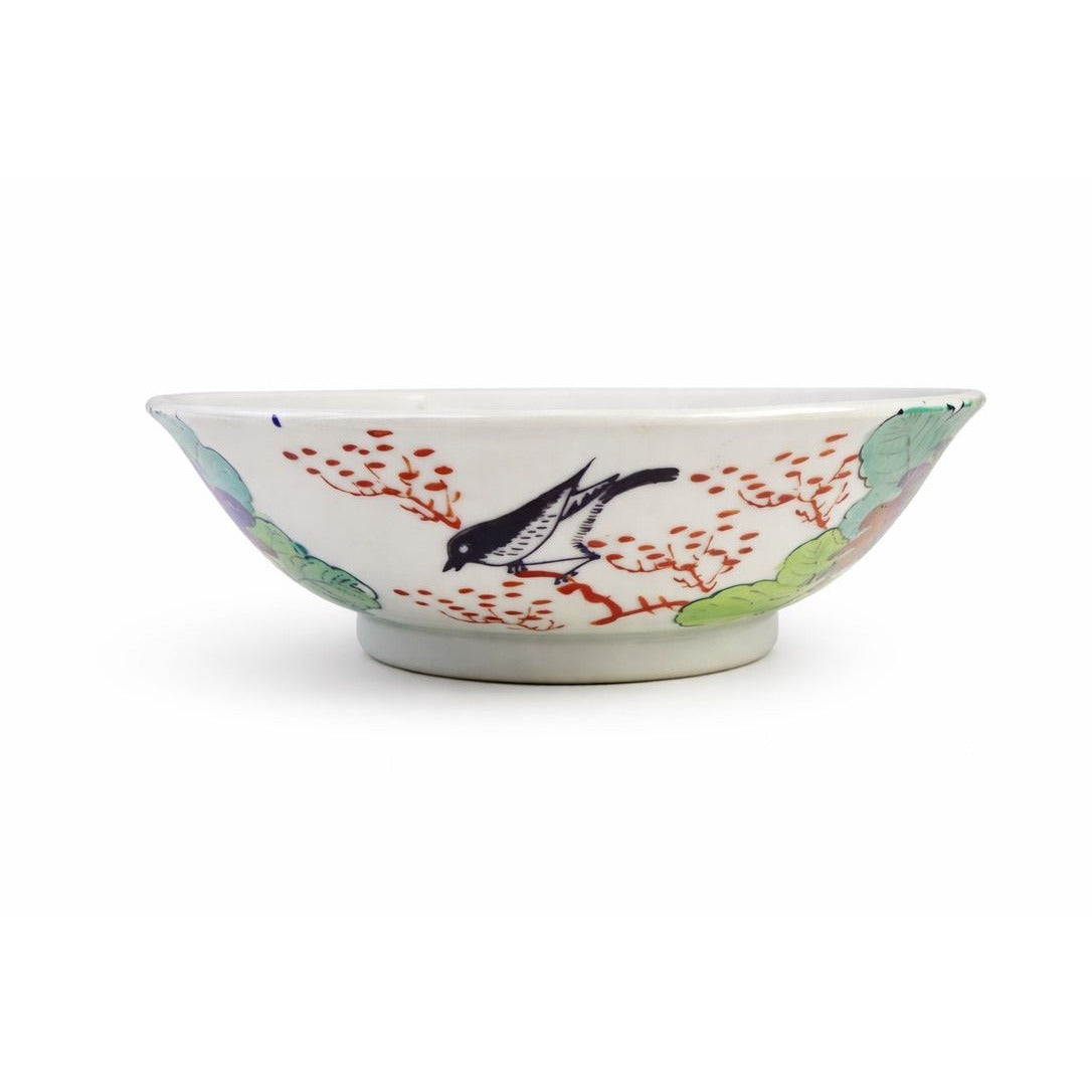 Hand Painted Famille Rose Porcelain Bowl Catch all Chinese Qing Dynasty Floral Birds Flowers Antique Vintage Oriental Chinosiere