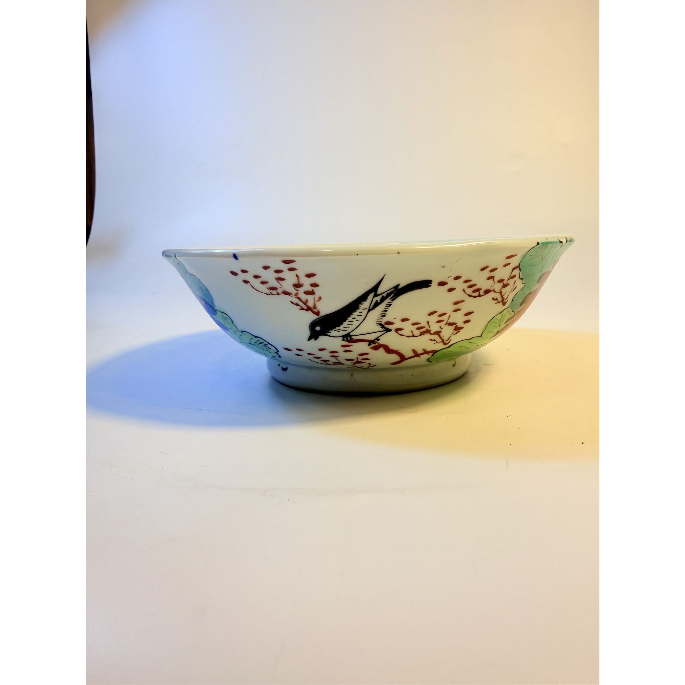 Hand Painted Famille Rose Porcelain Bowl Catch all Chinese Qing Dynasty Floral Birds Flowers Antique Vintage Oriental Chinosiere