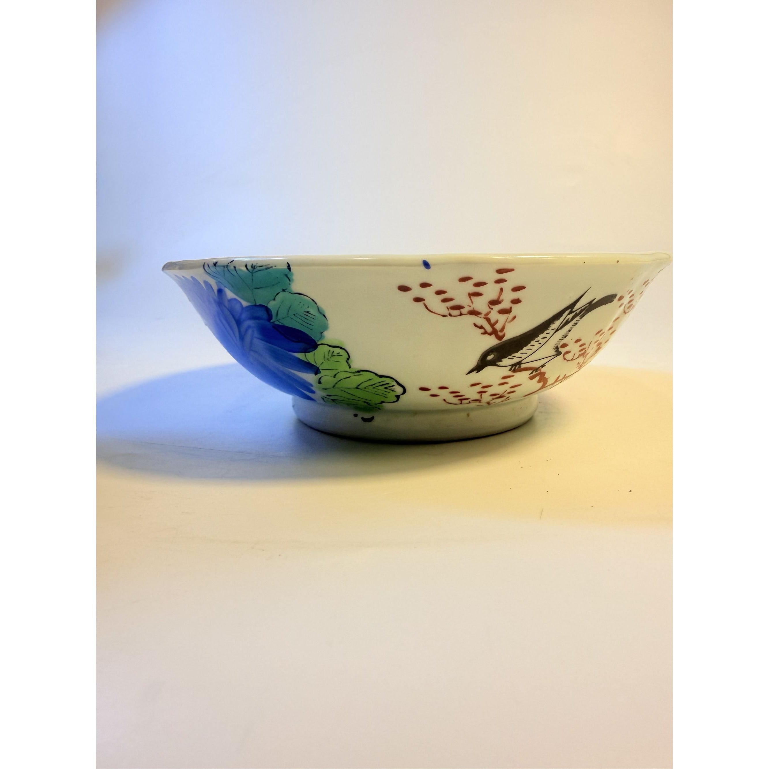 Hand Painted Famille Rose Porcelain Bowl Catch all Chinese Qing Dynasty Floral Birds Flowers Antique Vintage Oriental Chinosiere