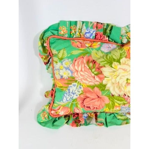 Throw Pillow Pair Floral Chintz Traditional Ruffle Piping Vintage Set 2 Home Decor Decorative Accents Flowers Bedroom Bed