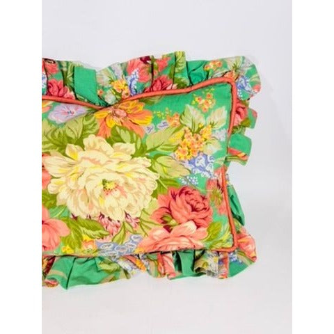 Throw Pillow Pair Floral Chintz Traditional Ruffle Piping Vintage Set 2 Home Decor Decorative Accents Flowers Bedroom Bed