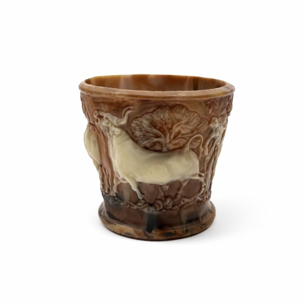 Vase Planter Tumbler Genuine Inoclay Stone Tumbler Depicting the Capture of the Bulls in Sparta Vintage Slag Home Decor Decorative Accents