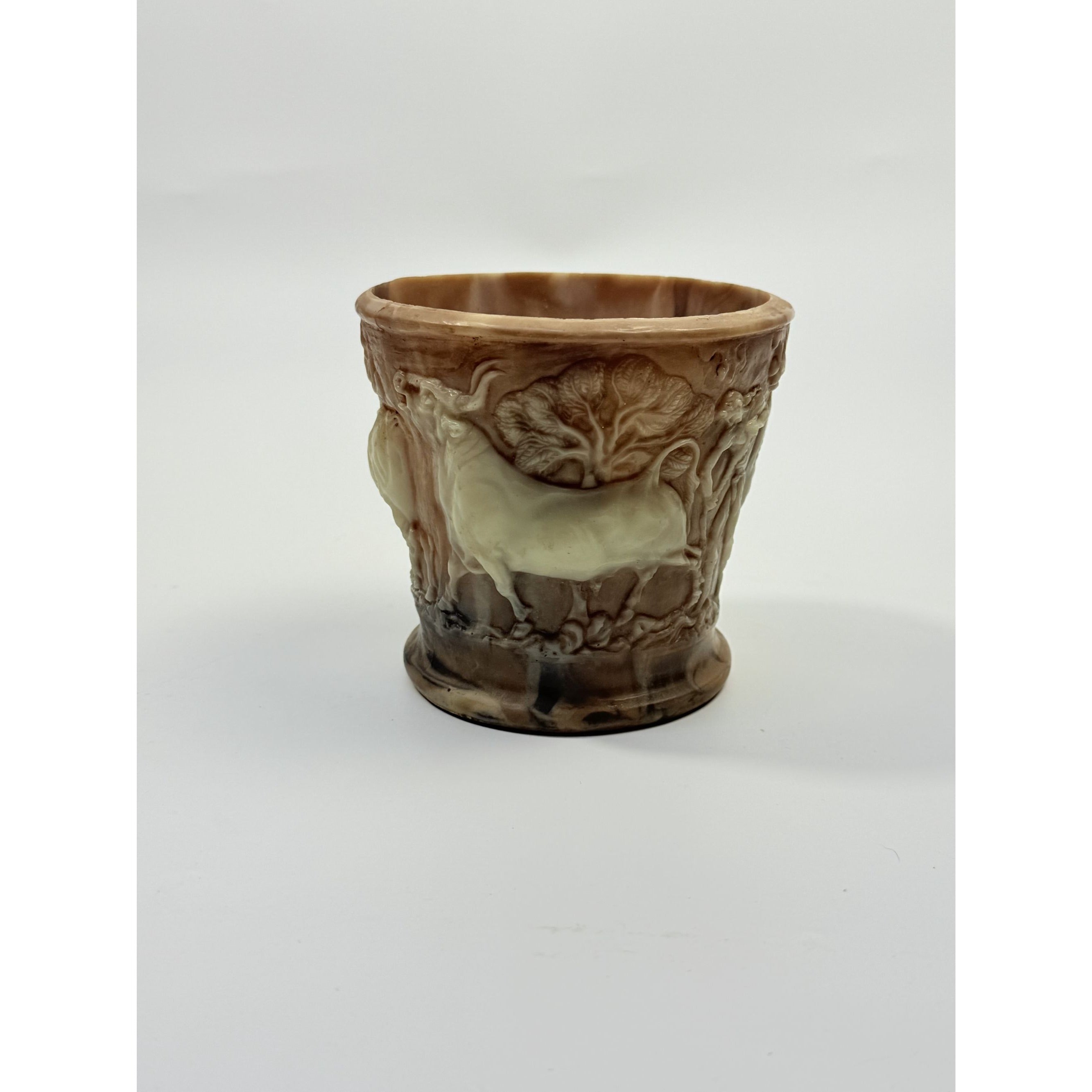 Vase Planter Tumbler Genuine Inoclay Stone Tumbler Depicting the Capture of the Bulls in Sparta Vintage Slag Home Decor Decorative Accents