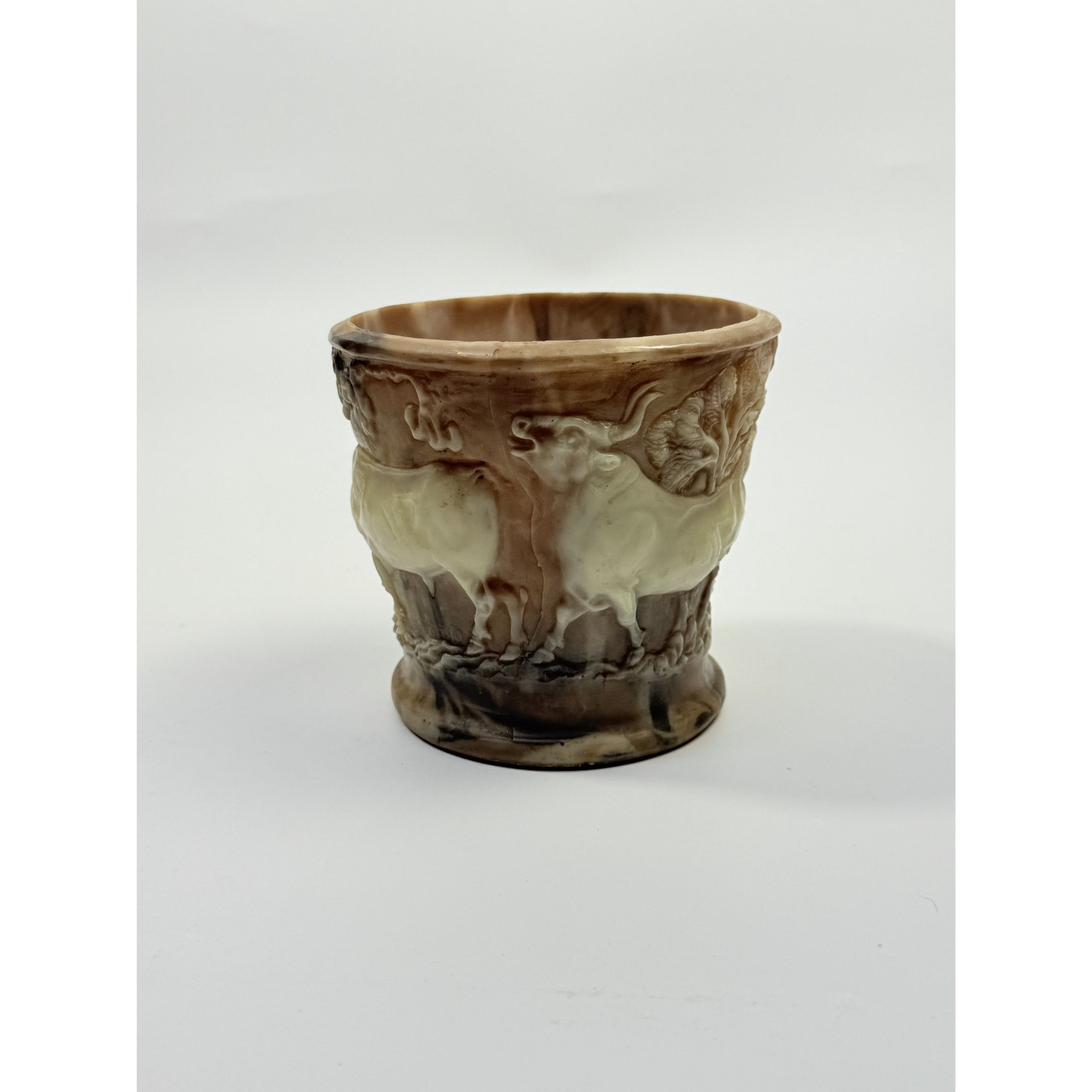 Vase Planter Tumbler Genuine Inoclay Stone Tumbler Depicting the Capture of the Bulls in Sparta Vintage Slag Home Decor Decorative Accents