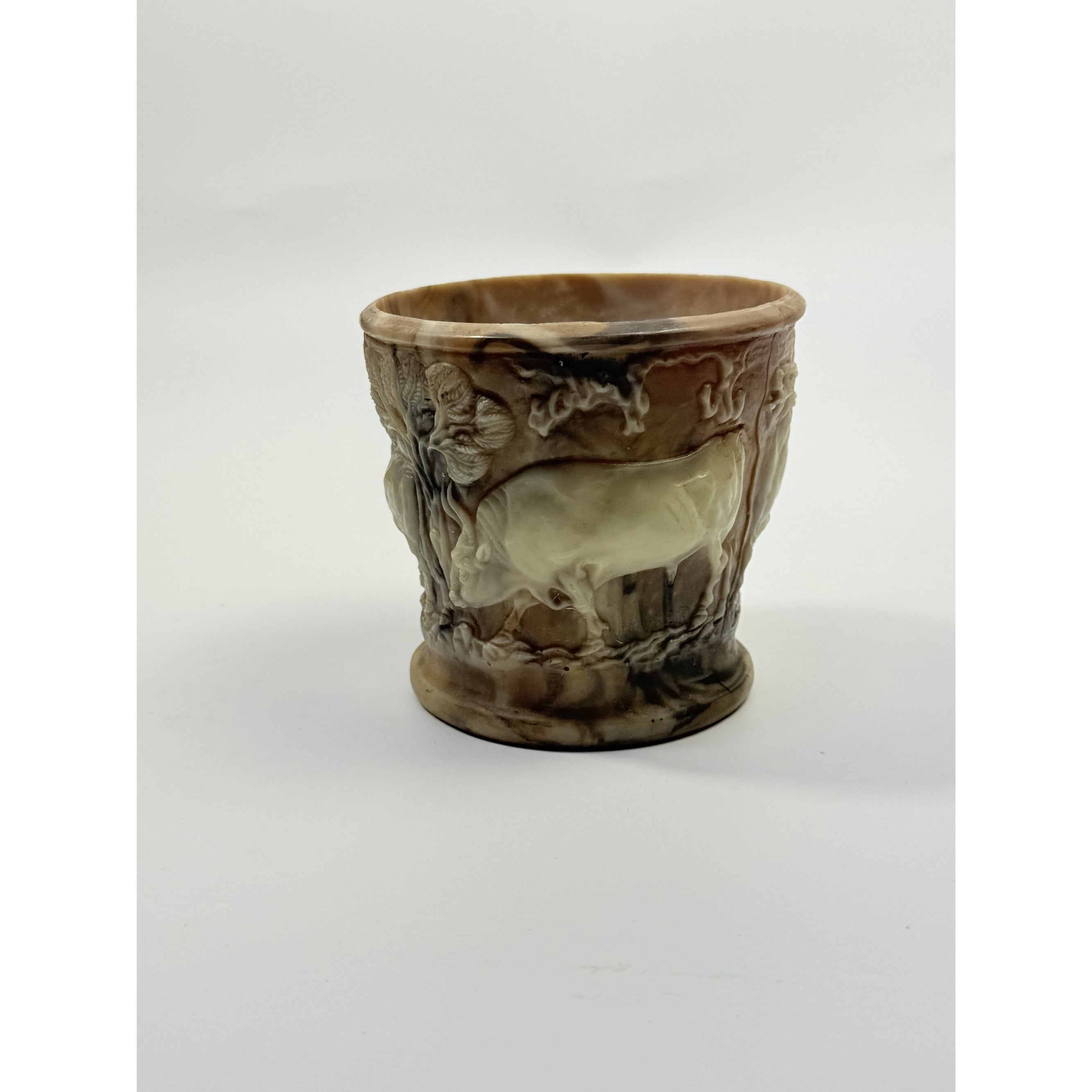 Vase Planter Tumbler Genuine Inoclay Stone Tumbler Depicting the Capture of the Bulls in Sparta Vintage Slag Home Decor Decorative Accents