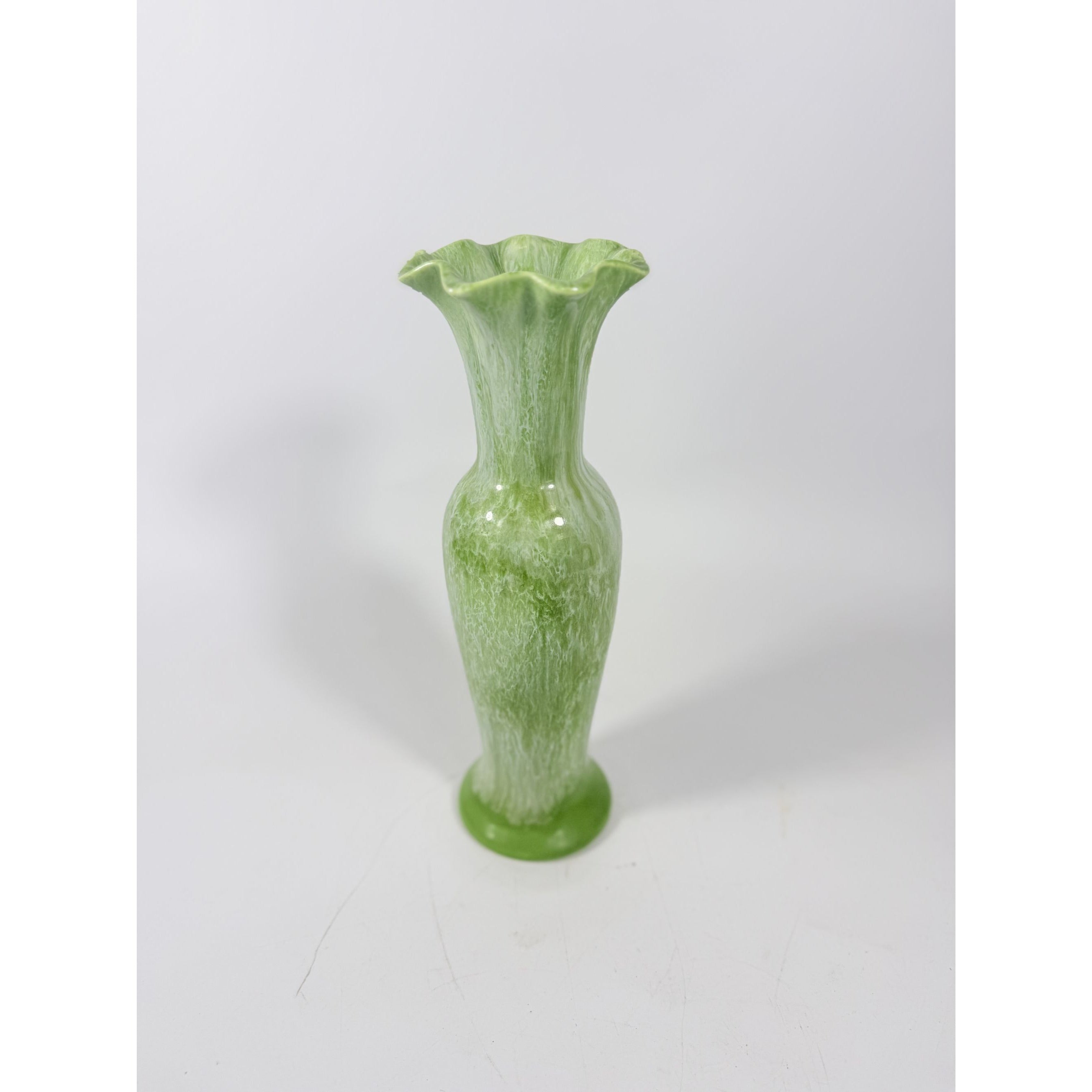 Flower Vase Royal Haeger 10" Lime Green Drip Glaze USA Pottery Scolloped Edge Collectible Vintage Home Decor Decorative Accents Mid Century