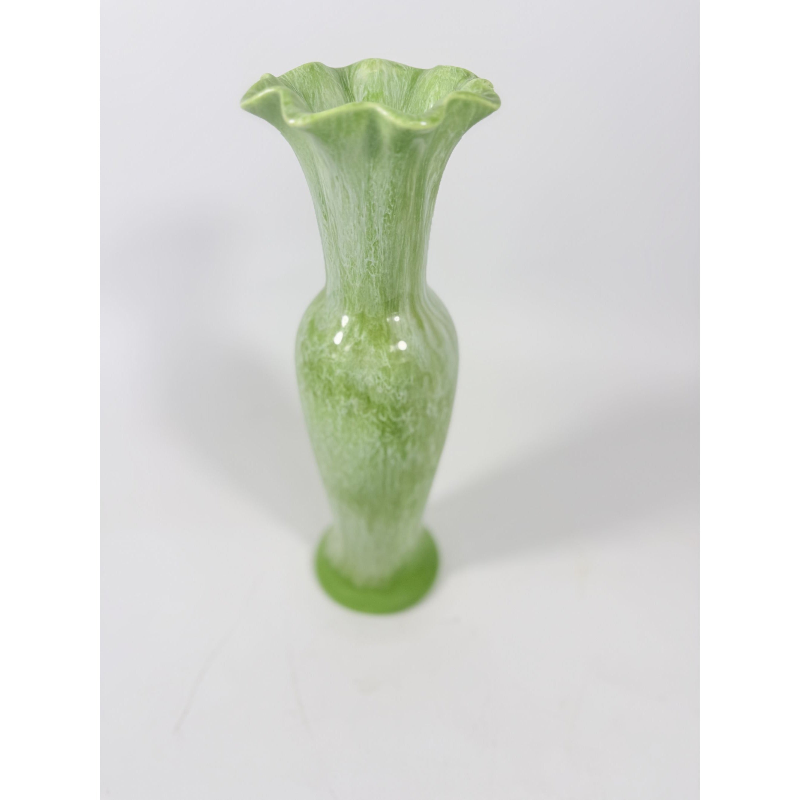 Flower Vase Royal Haeger 10" Lime Green Drip Glaze USA Pottery Scolloped Edge Collectible Vintage Home Decor Decorative Accents Mid Century
