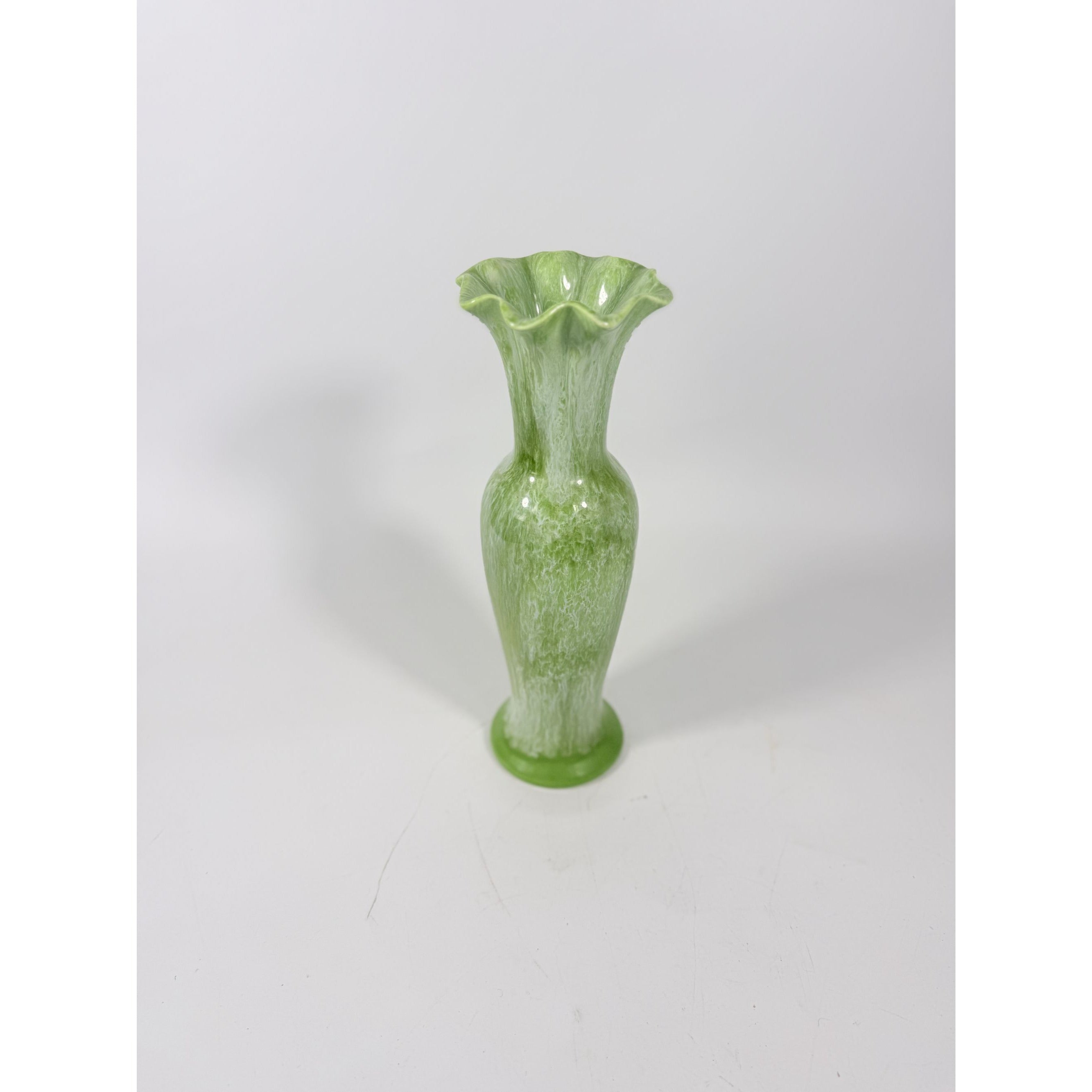 Flower Vase Royal Haeger 10" Lime Green Drip Glaze USA Pottery Scolloped Edge Collectible Vintage Home Decor Decorative Accents Mid Century