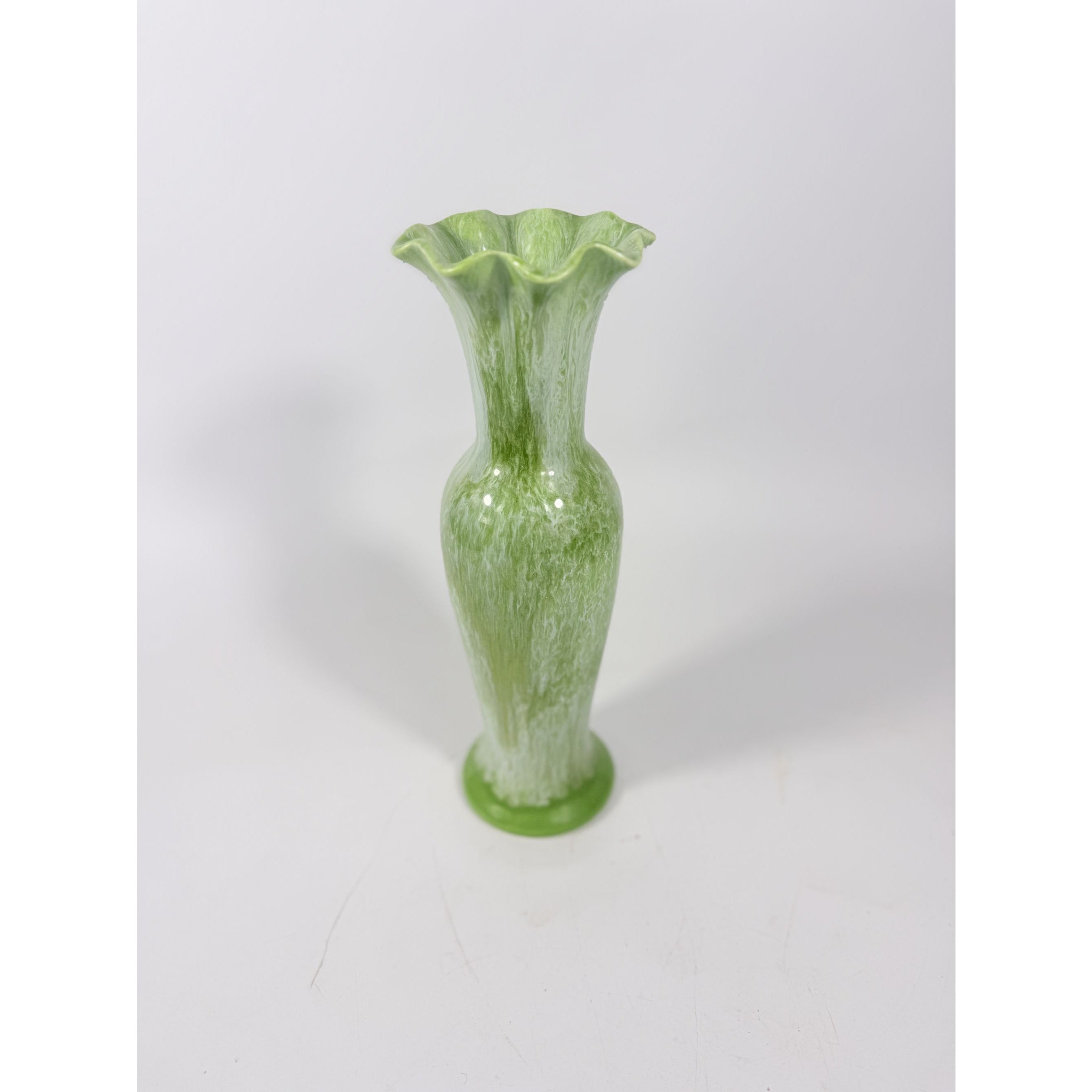 Flower Vase Royal Haeger 10" Lime Green Drip Glaze USA Pottery Scolloped Edge Collectible Vintage Home Decor Decorative Accents Mid Century