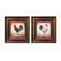 Rooster Chicken Oil Like Paintings Art Wall Decor Pair Set 2 Kitchen Decor