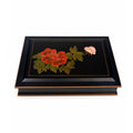 Jewlery Box Embossed Flowers Chinoiserie Oriental Boudoir Table Home Decor Black Matte