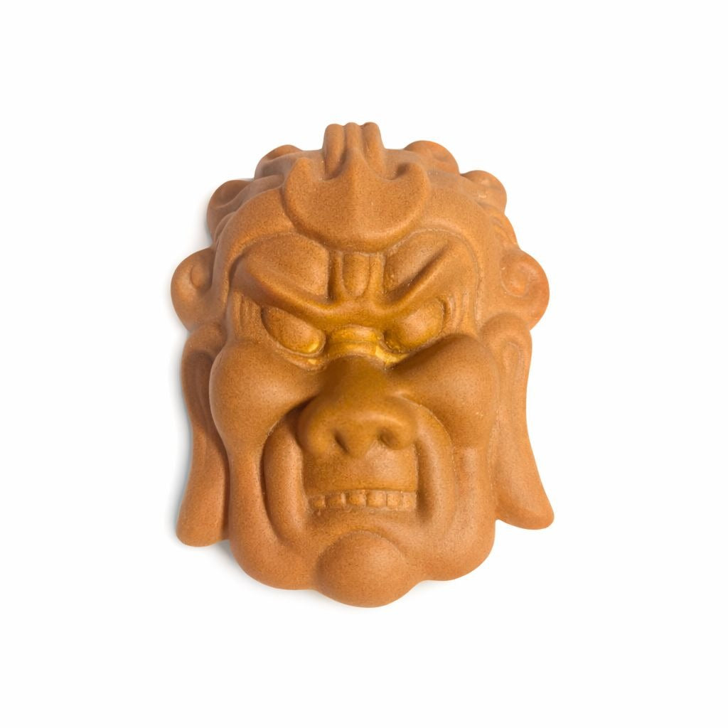 Pottery Hotokusai Ceramic Oni Mask – Vintage Japanese Noh-Style Demon Wall Art Asian Oriental Face Samari Devil Hand made Clay Mid Century