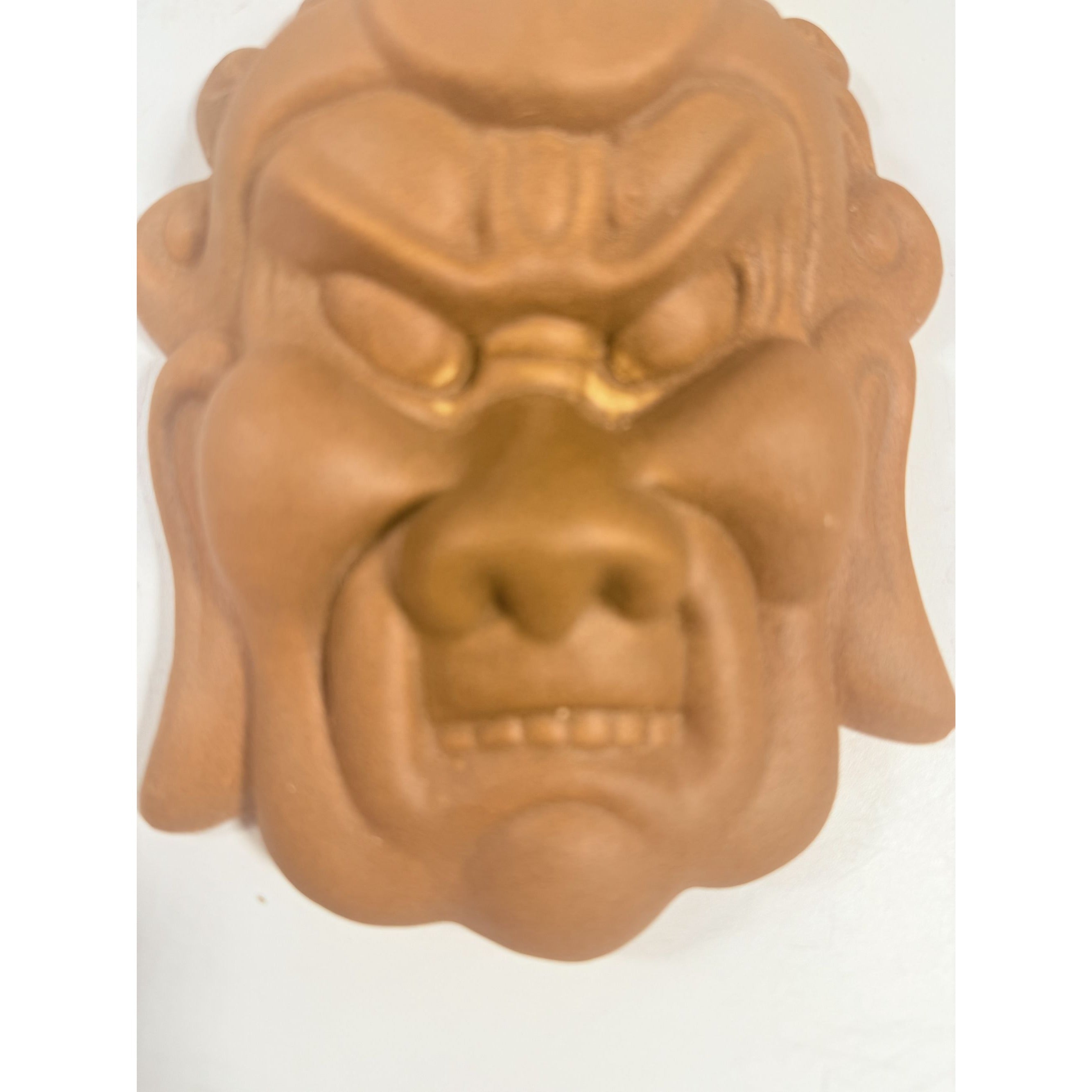 Pottery Hotokusai Ceramic Oni Mask – Vintage Japanese Noh-Style Demon Wall Art Asian Oriental Face Samari Devil Hand made Clay Mid Century