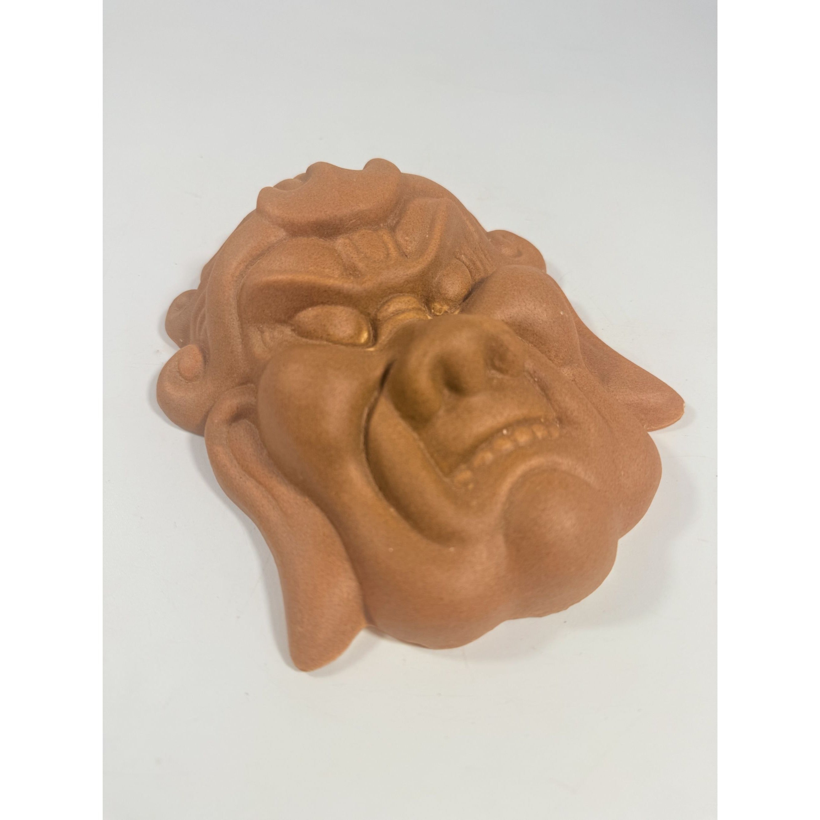 Pottery Hotokusai Ceramic Oni Mask – Vintage Japanese Noh-Style Demon Wall Art Asian Oriental Face Samari Devil Hand made Clay Mid Century