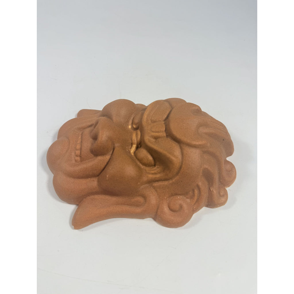 Pottery Hotokusai Ceramic Oni Mask – Vintage Japanese Noh-Style Demon Wall Art Asian Oriental Face Samari Devil Hand made Clay Mid Century