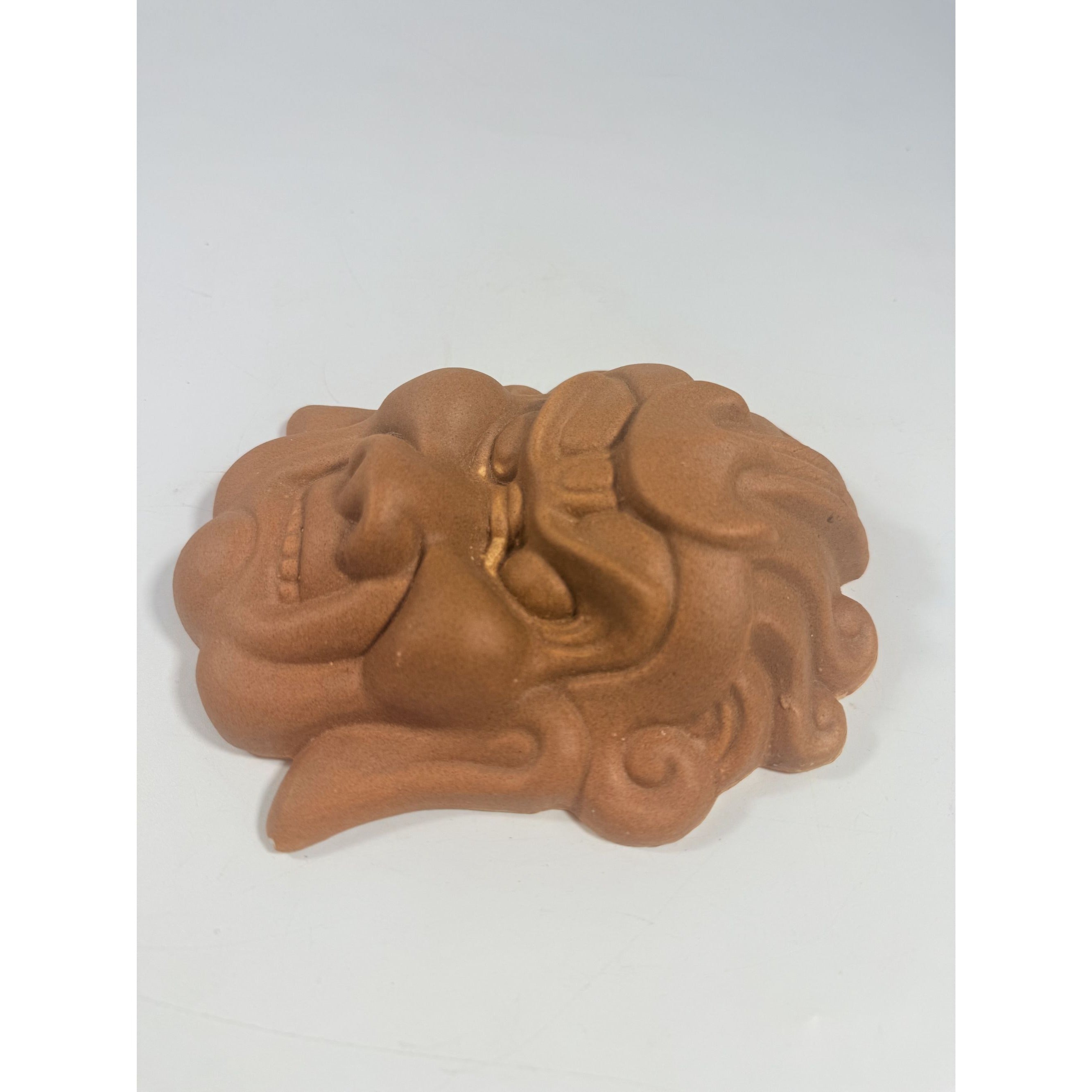 Pottery Hotokusai Ceramic Oni Mask – Vintage Japanese Noh-Style Demon Wall Art Asian Oriental Face Samari Devil Hand made Clay Mid Century