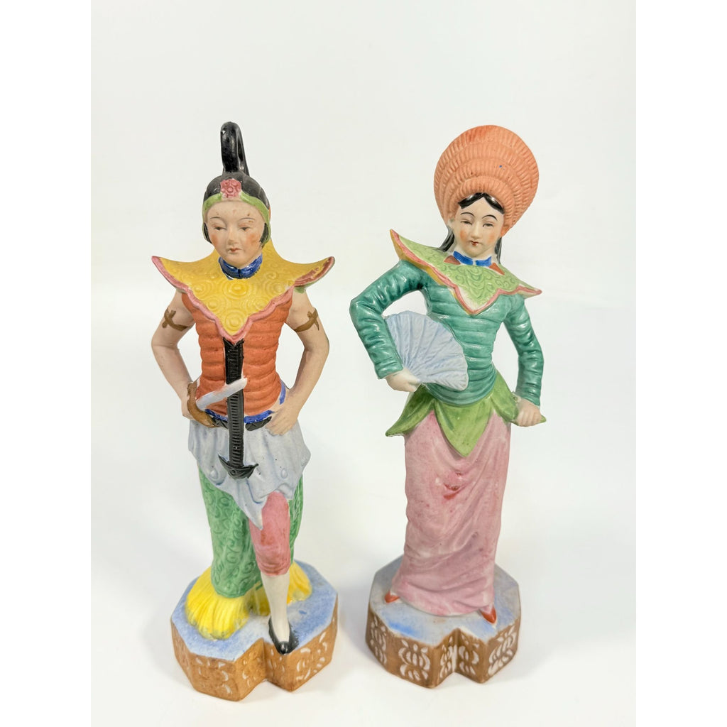 Oriental Figurine Pair Set Occupied Japan Samari Geisha Porcelain Home  Shelf Decor Decorative Accents Chionsiere