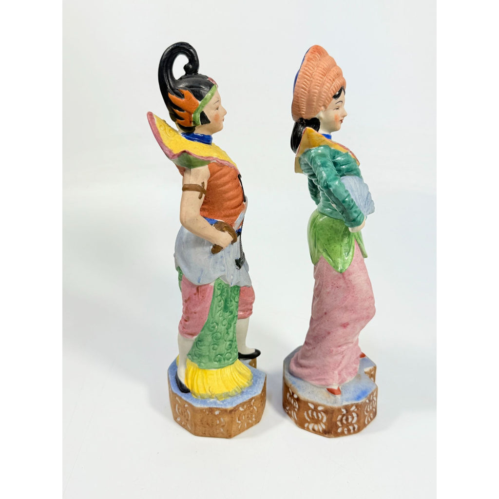 Oriental Figurine Pair Set Occupied Japan Samari Geisha Porcelain Home  Shelf Decor Decorative Accents Chionsiere
