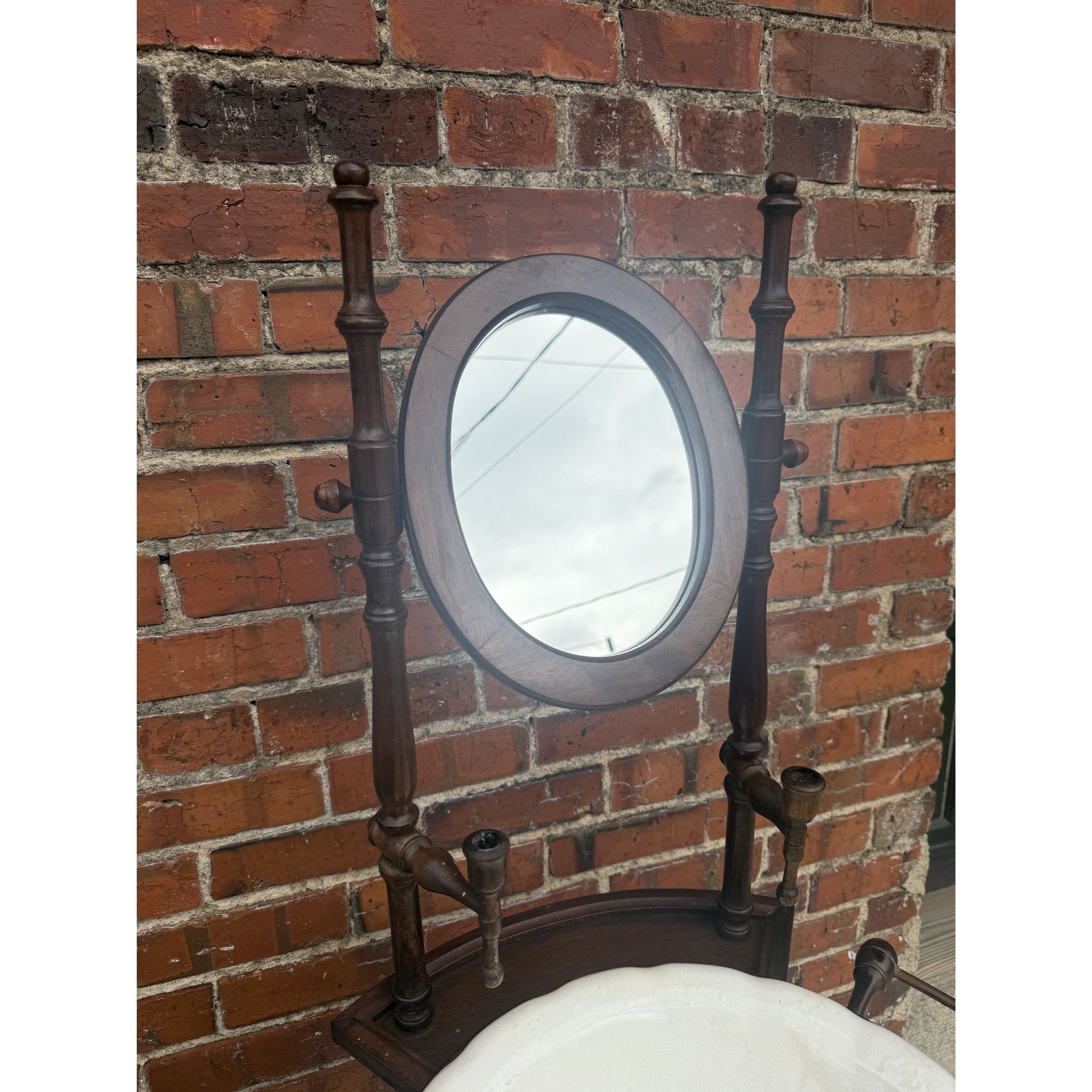 Wood Wash Stand Basin Barley Twist Legs Ironstone Pitcher Bowl Candle Holder Mirror Wooden Vintage Farmhouse Granny Cottage Core Home