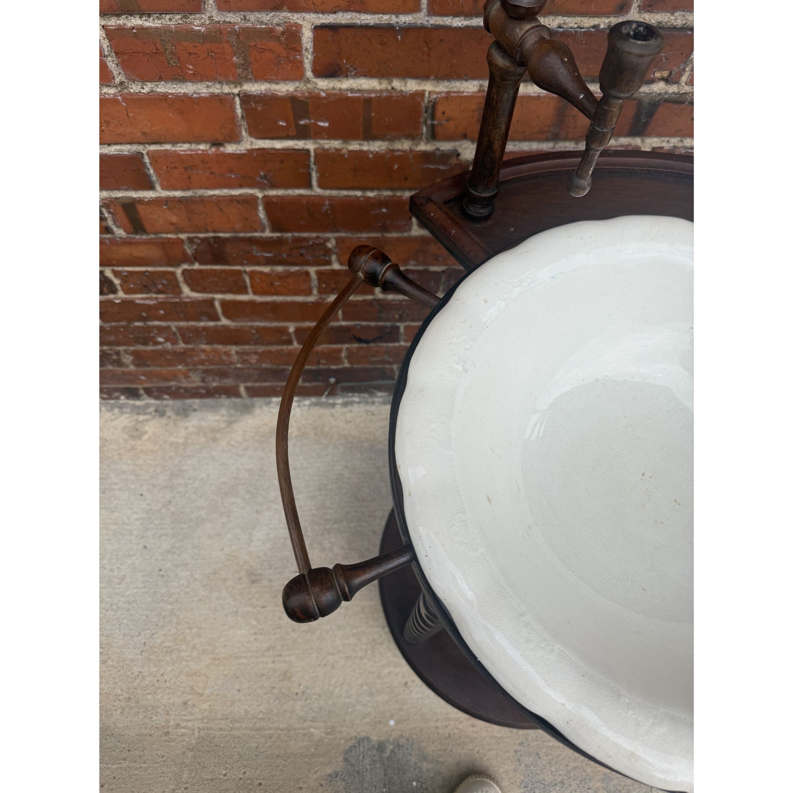 Wood Wash Stand Basin Barley Twist Legs Ironstone Pitcher Bowl Candle Holder Mirror Wooden Vintage Farmhouse Granny Cottage Core Home