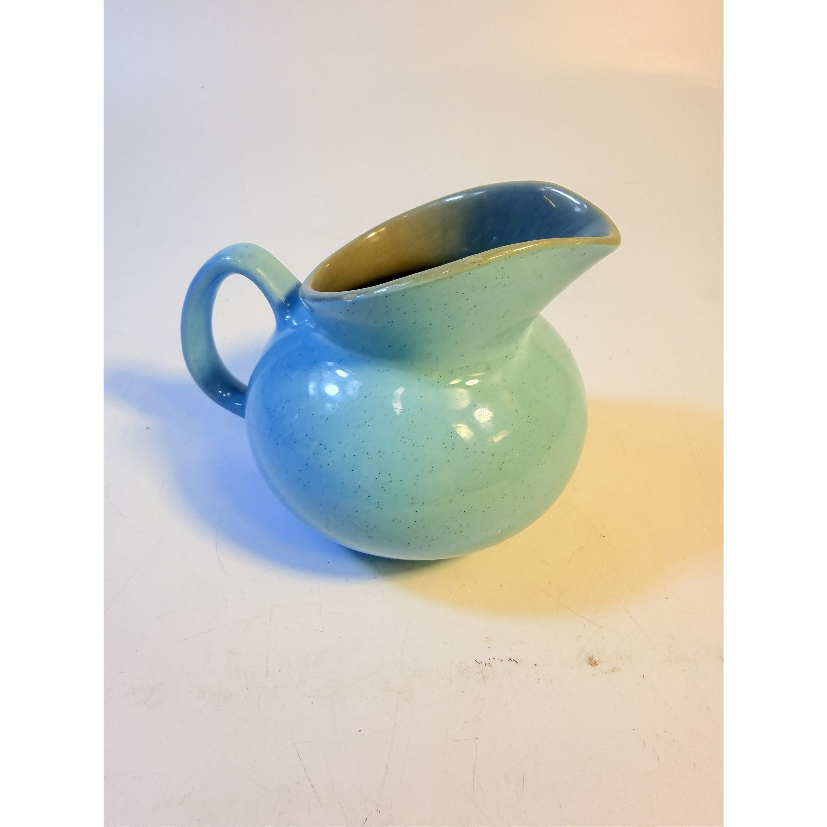 Creamer Sugar Bowl Set Harkerware Harker Pottery Ceramic Kitchenware Restaurantware Vintage Blue Mist and Grey Speckled Mid Century