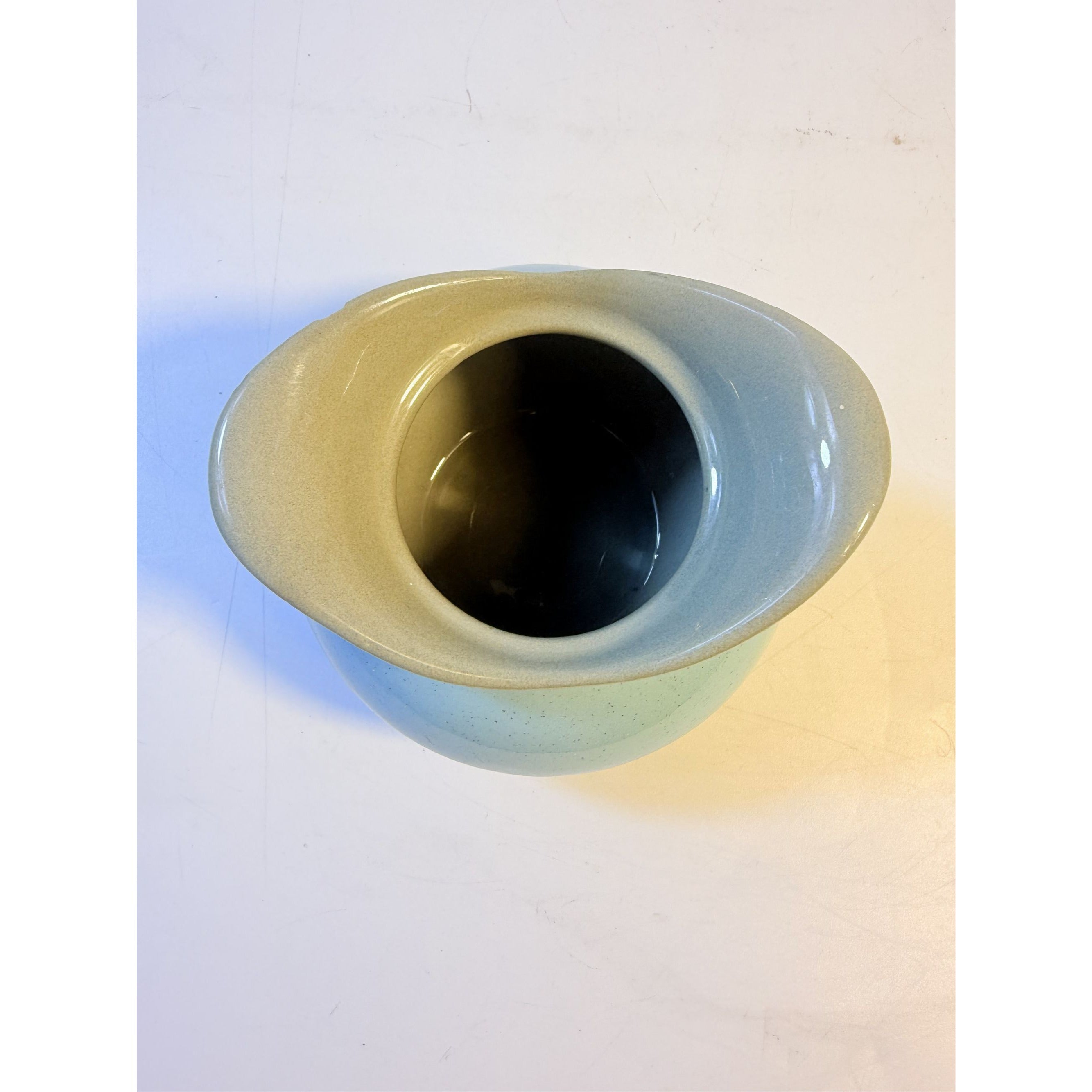 Creamer Sugar Bowl Set Harkerware Harker Pottery Ceramic Kitchenware Restaurantware Vintage Blue Mist and Grey Speckled Mid Century