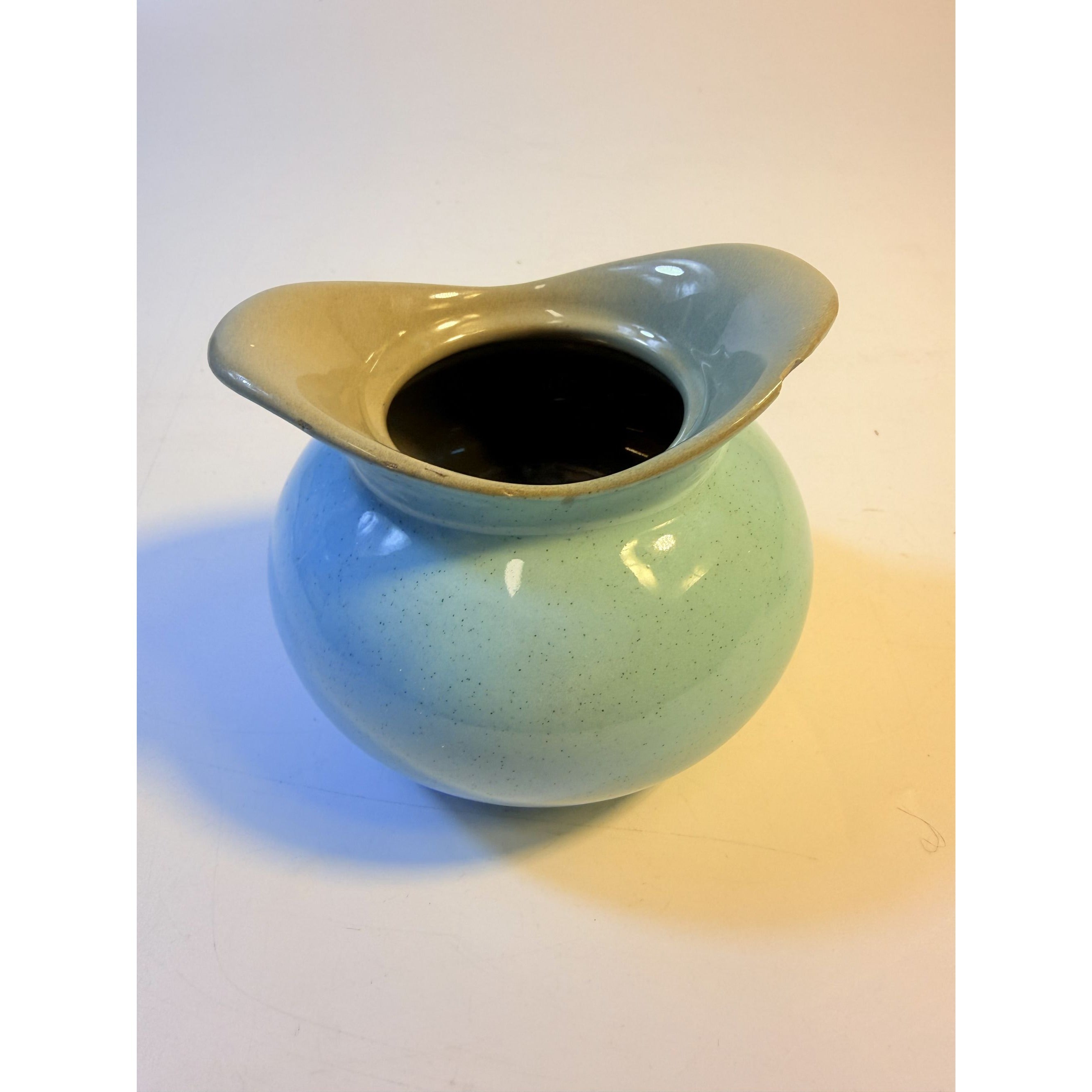 Creamer Sugar Bowl Set Harkerware Harker Pottery Ceramic Kitchenware Restaurantware Vintage Blue Mist and Grey Speckled Mid Century