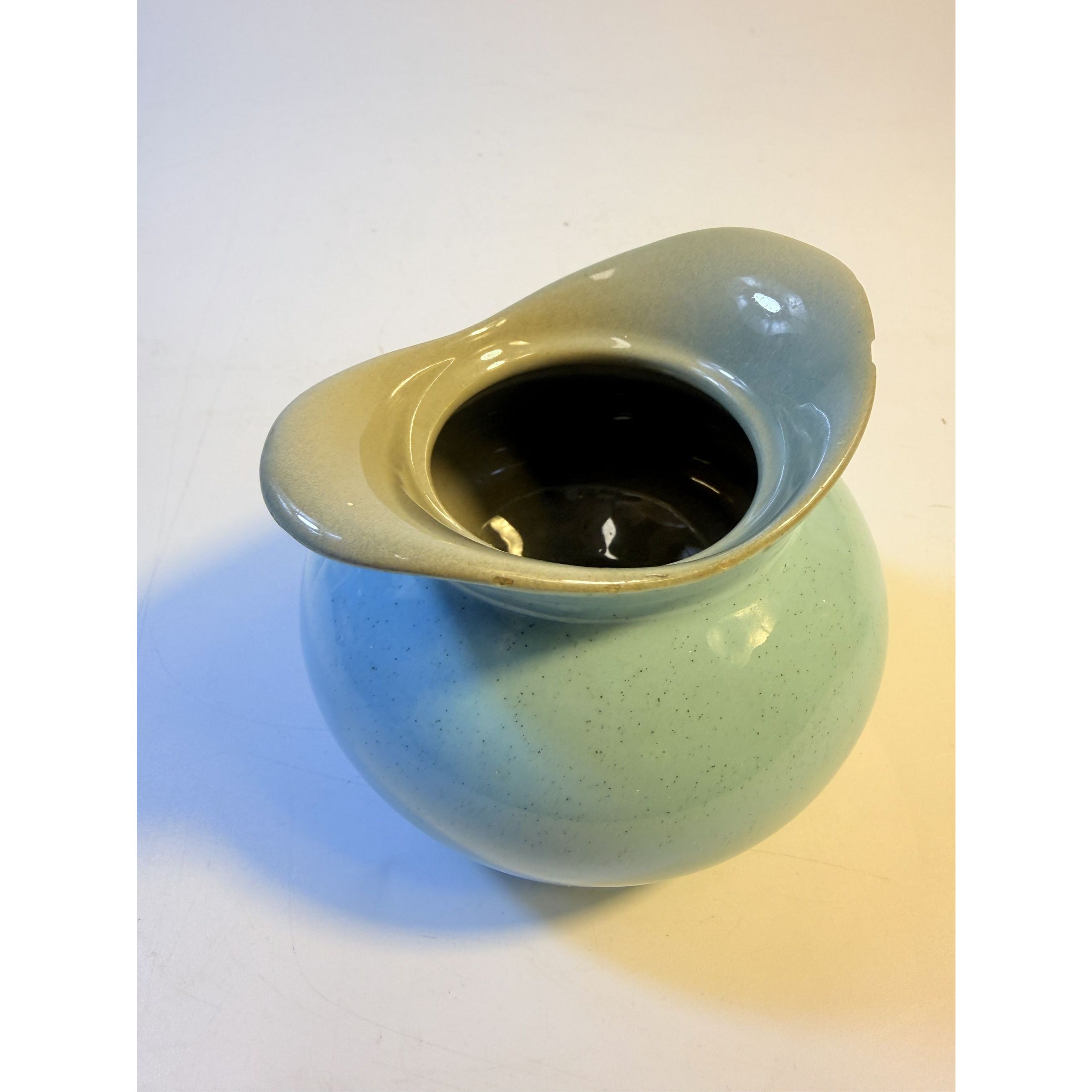 Creamer Sugar Bowl Set Harkerware Harker Pottery Ceramic Kitchenware Restaurantware Vintage Blue Mist and Grey Speckled Mid Century