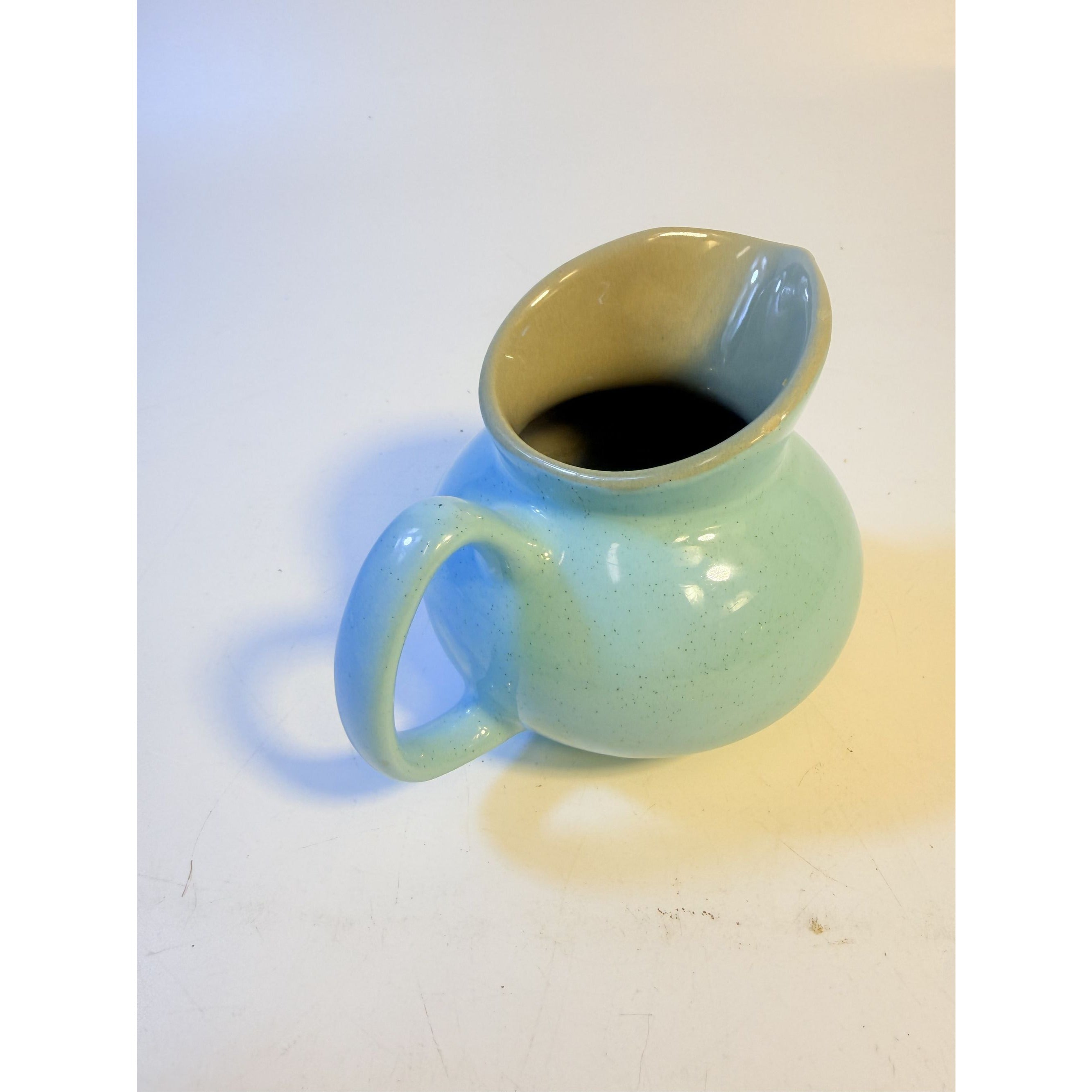 Creamer Sugar Bowl Set Harkerware Harker Pottery Ceramic Kitchenware Restaurantware Vintage Blue Mist and Grey Speckled Mid Century