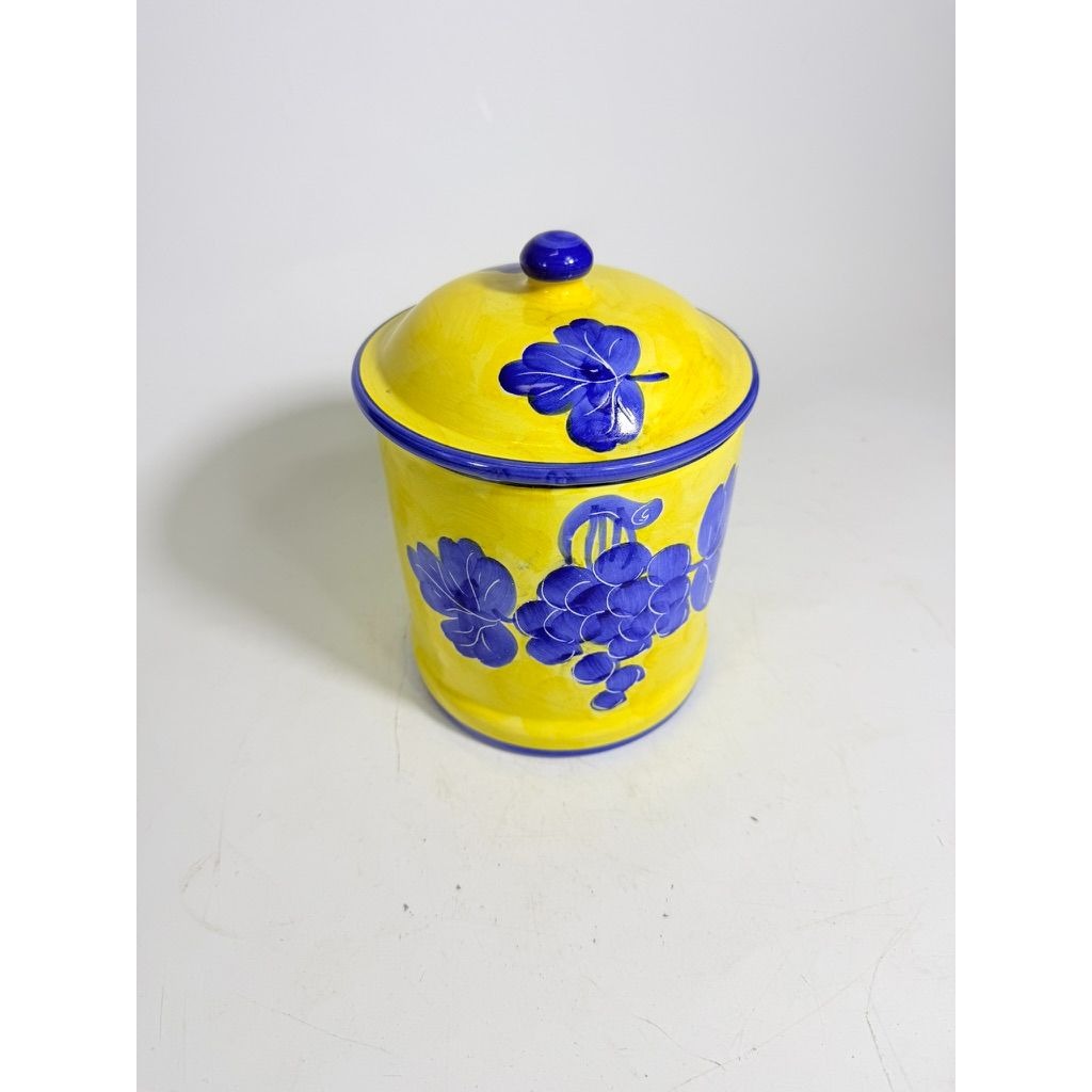 Italian Pottery Kitchen Canister Solimene Vetri Grapes Large Size Hand Painted Italy Ktichenware Storage Tuscany Replacement China