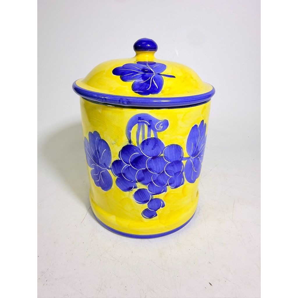 Italian Pottery Kitchen Canister Solimene Vetri Grapes Large Size Hand Painted Italy Ktichenware Storage Tuscany Replacement China