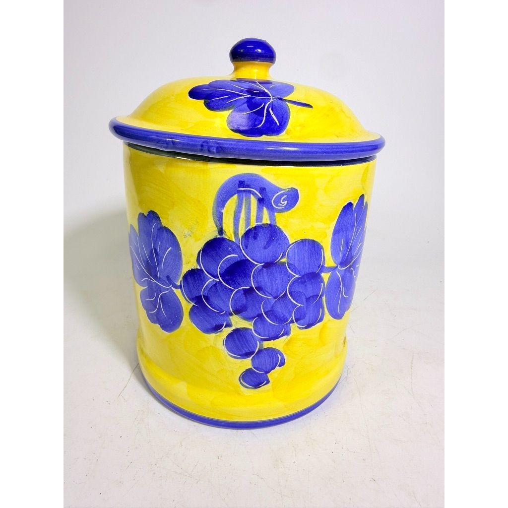 Italian Pottery Kitchen Canister Solimene Vetri Grapes Large Size Hand Painted Italy Ktichenware Storage Tuscany Replacement China