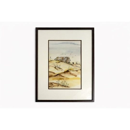 Watercolor Painting Vintage Sand Dunes Coastal Muted Colors Golds Browns Wall Art Unique Artwork Artist Signed Home Decor Decorative  Accent
