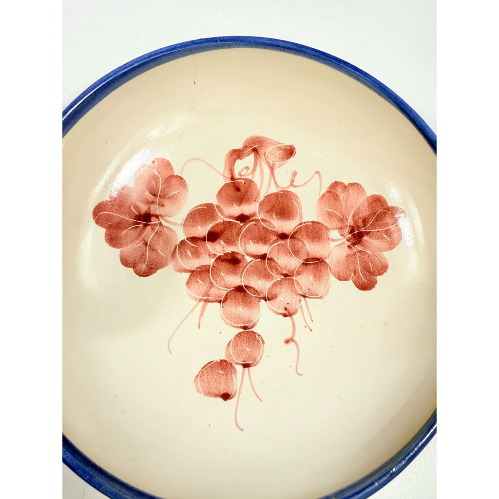 Italian Pottery Double Bowl Serving Dish Grapes Hand Painted Handled Made In Italy Kitchenware Servingware Hostess Wedding