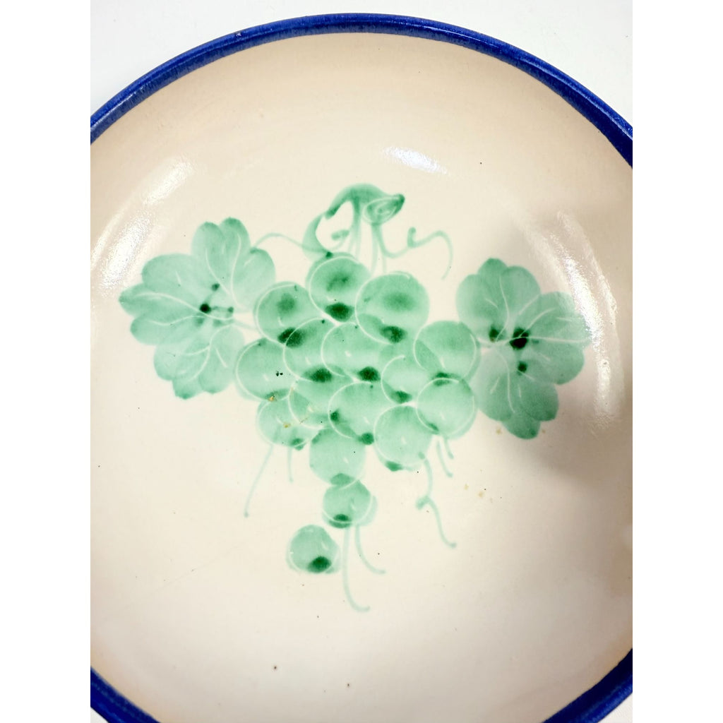 Italian Pottery Double Bowl Serving Dish Grapes Hand Painted Handled Made In Italy Kitchenware Servingware Hostess Wedding