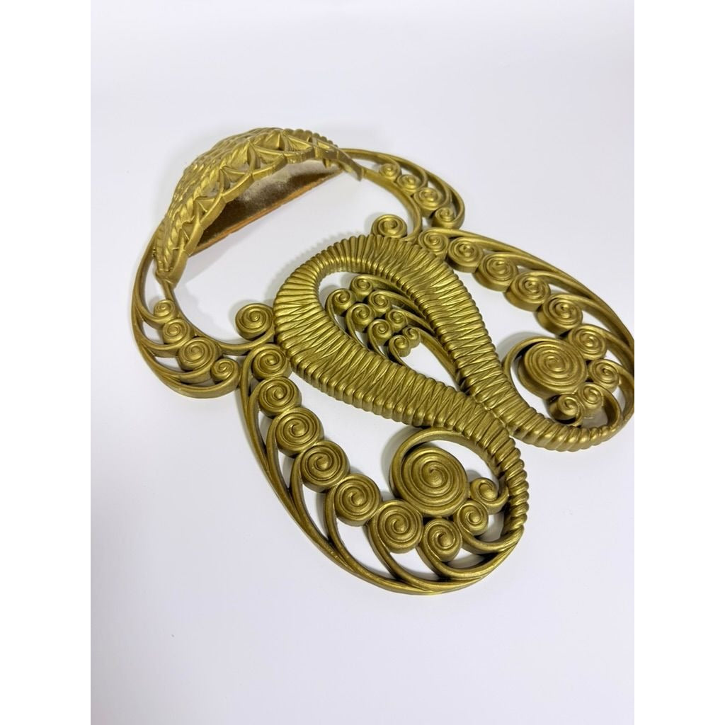Wall Pocket Planter Faux Wicker Burwood Products Gold Scroll Gallery Art Deco 1978 Hollywood Regency Boho Retro Mid Century