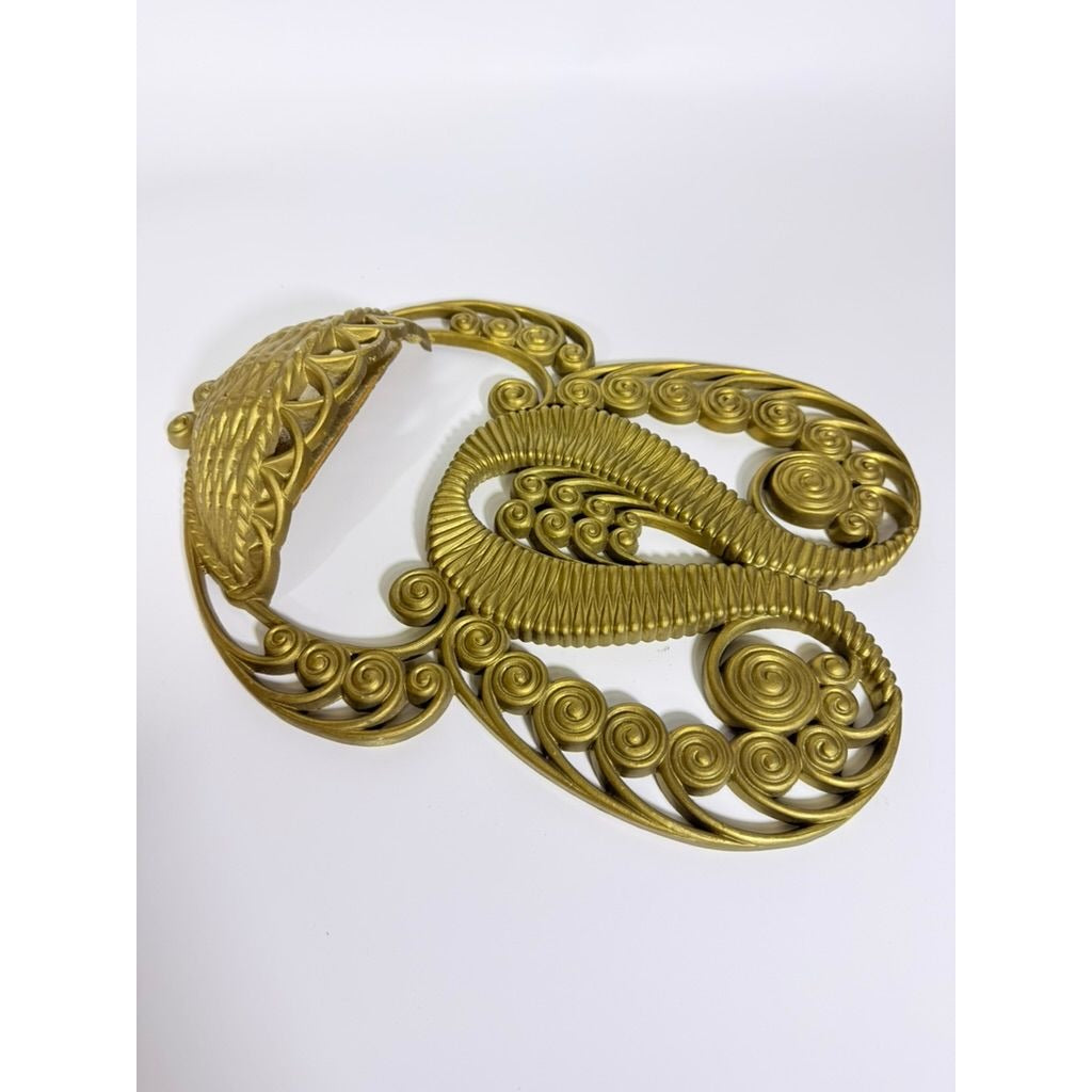 Wall Pocket Planter Faux Wicker Burwood Products Gold Scroll Gallery Art Deco 1978 Hollywood Regency Boho Retro Mid Century