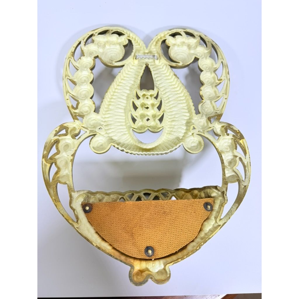 Wall Pocket Planter Faux Wicker Burwood Products Gold Scroll Gallery Art Deco 1978 Hollywood Regency Boho Retro Mid Century