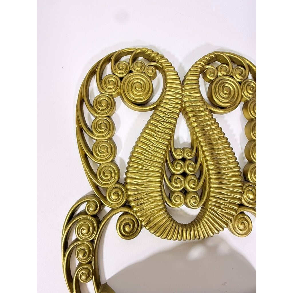 Wall Pocket Planter Faux Wicker Burwood Products Gold Scroll Gallery Art Deco 1978 Hollywood Regency Boho Retro Mid Century