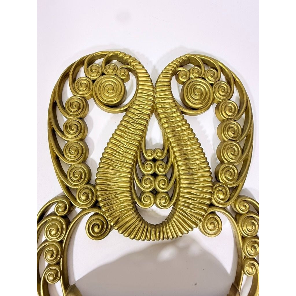 Wall Pocket Planter Faux Wicker Burwood Products Gold Scroll Gallery Art Deco 1978 Hollywood Regency Boho Retro Mid Century