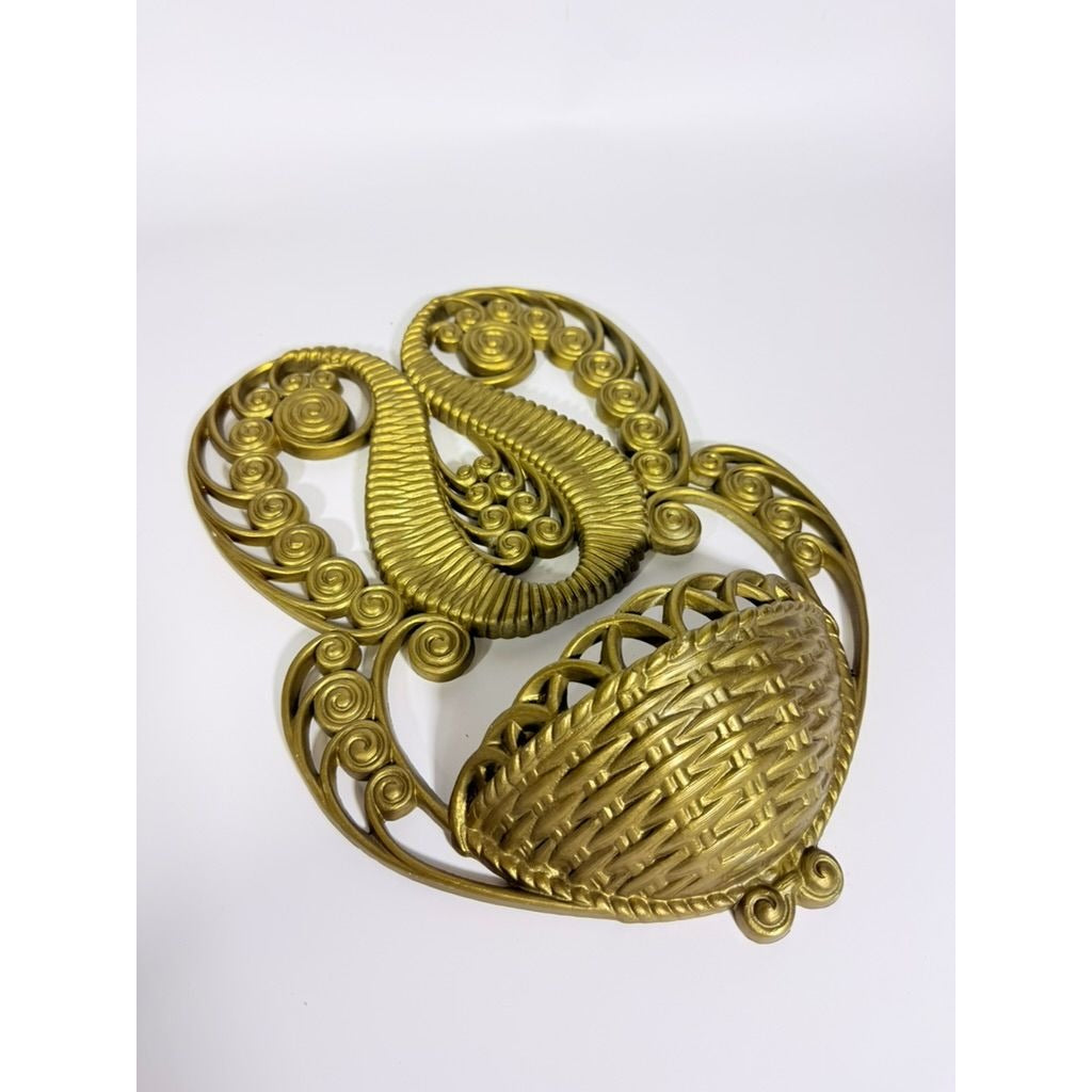 Wall Pocket Planter Faux Wicker Burwood Products Gold Scroll Gallery Art Deco 1978 Hollywood Regency Boho Retro Mid Century