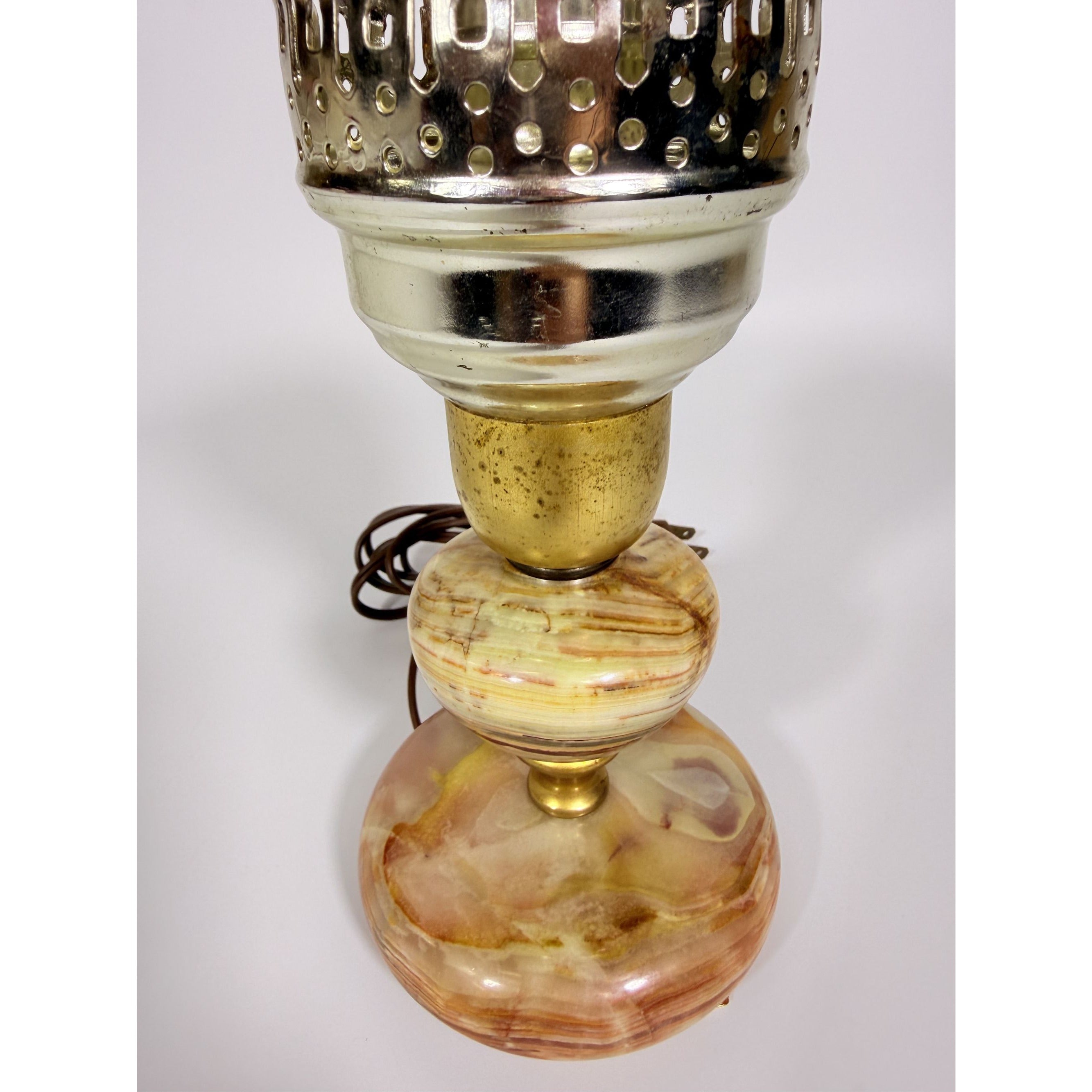 Accent Marble Lamp Green Base Brass Feet Vintage Table Boudoir Vanity Kitchen Lighting Home Decor Unique Earth Tones