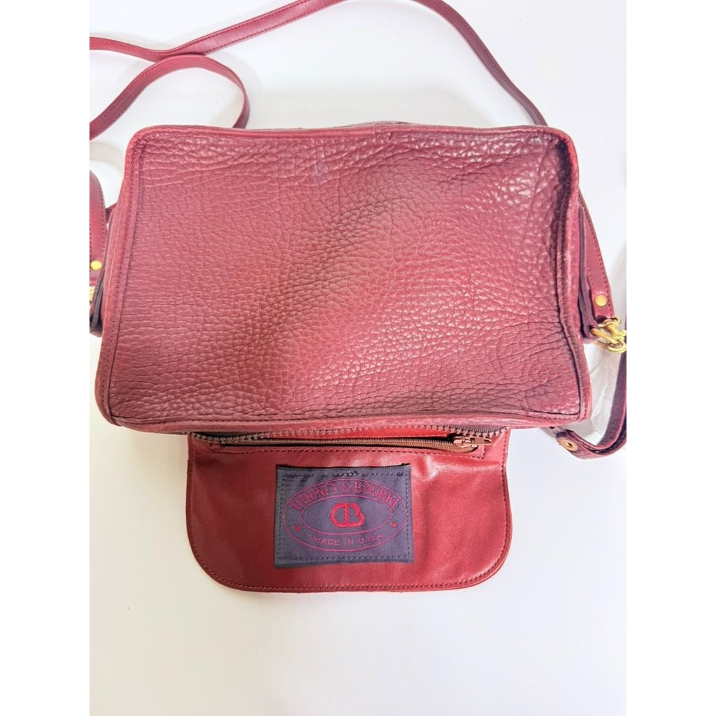Crossbody Blazer Purse Dooney & Bourke Pre Red Tag Bag. Burgandy Brown Pebble Leather Wristlet Handbag USA Made