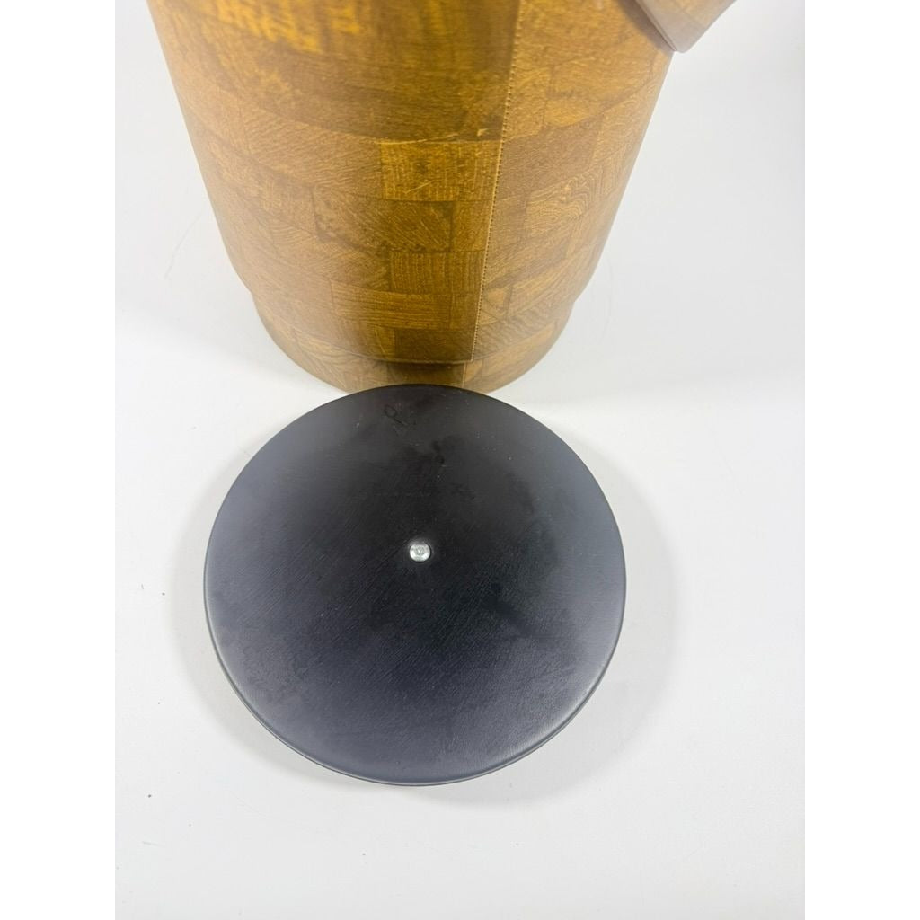 Large Ice Bucket Faux Wood Grain Vintage Mid Century Retro Elmar Products Handled Barware Hostess Party Insulated Lined  Brown Plastic