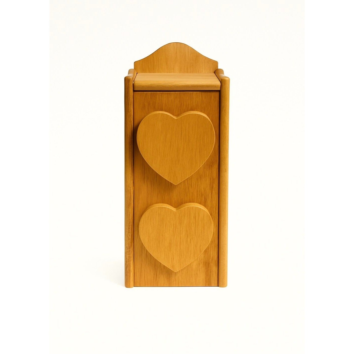 Solid Wood Tower Jewelry Storage Box Wooden Hearts Drawers Hinged Lid Hand Made Cottage Granny Core Country Primitve Wall Table Shelf