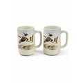 Pottery Coffee Mugs Cups Otagiri Hand Painted Flying Duck Canadian Geese Bird Japan Hunting Lodge Man Cave Vintage Big Handle Pair Set 2