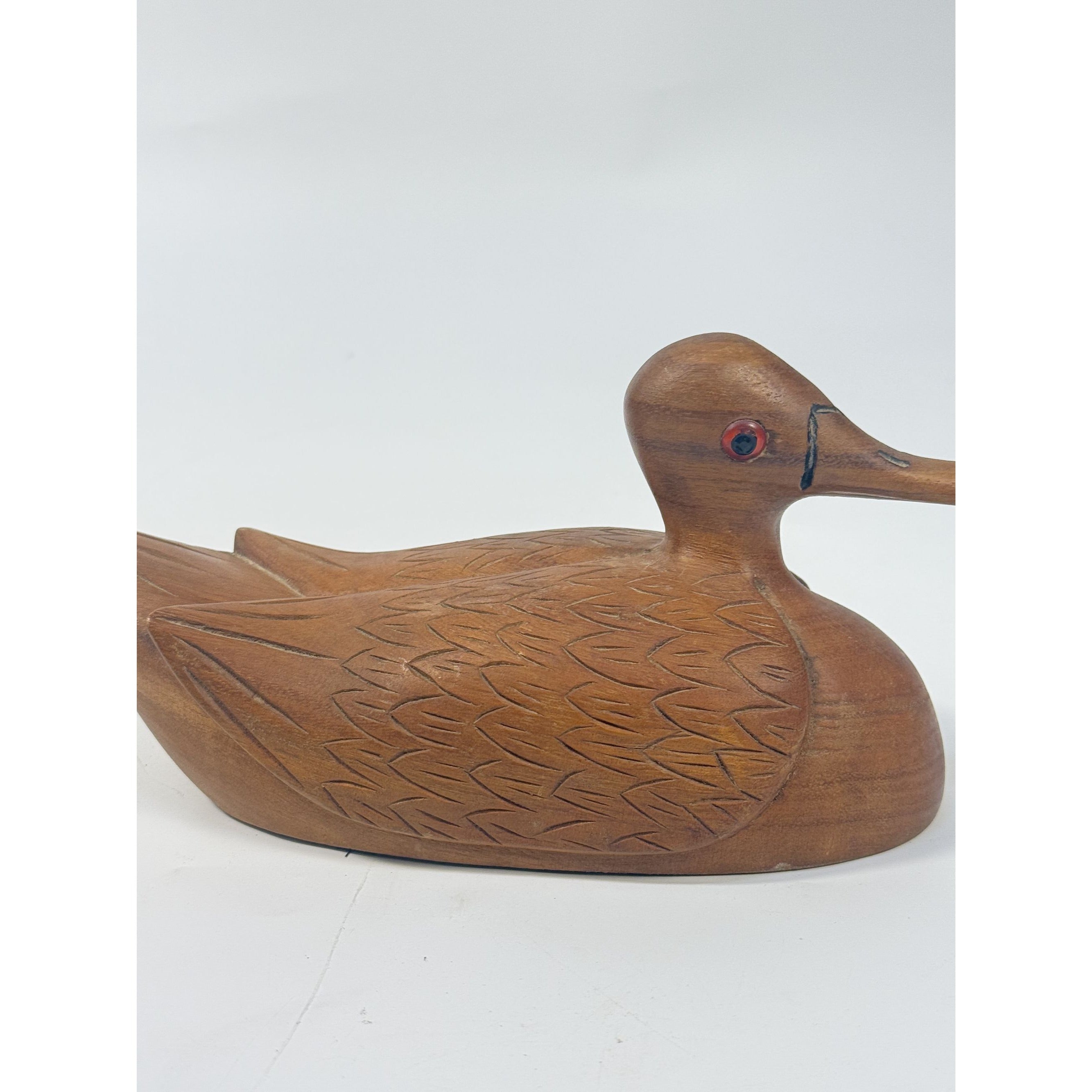 Wooden Duck Decoy Wildlife Collection Natural Wood Hand Carved Cottage Cabin Fishing Hunting Grandpa Core Home Shelf Decor Decorative Accent