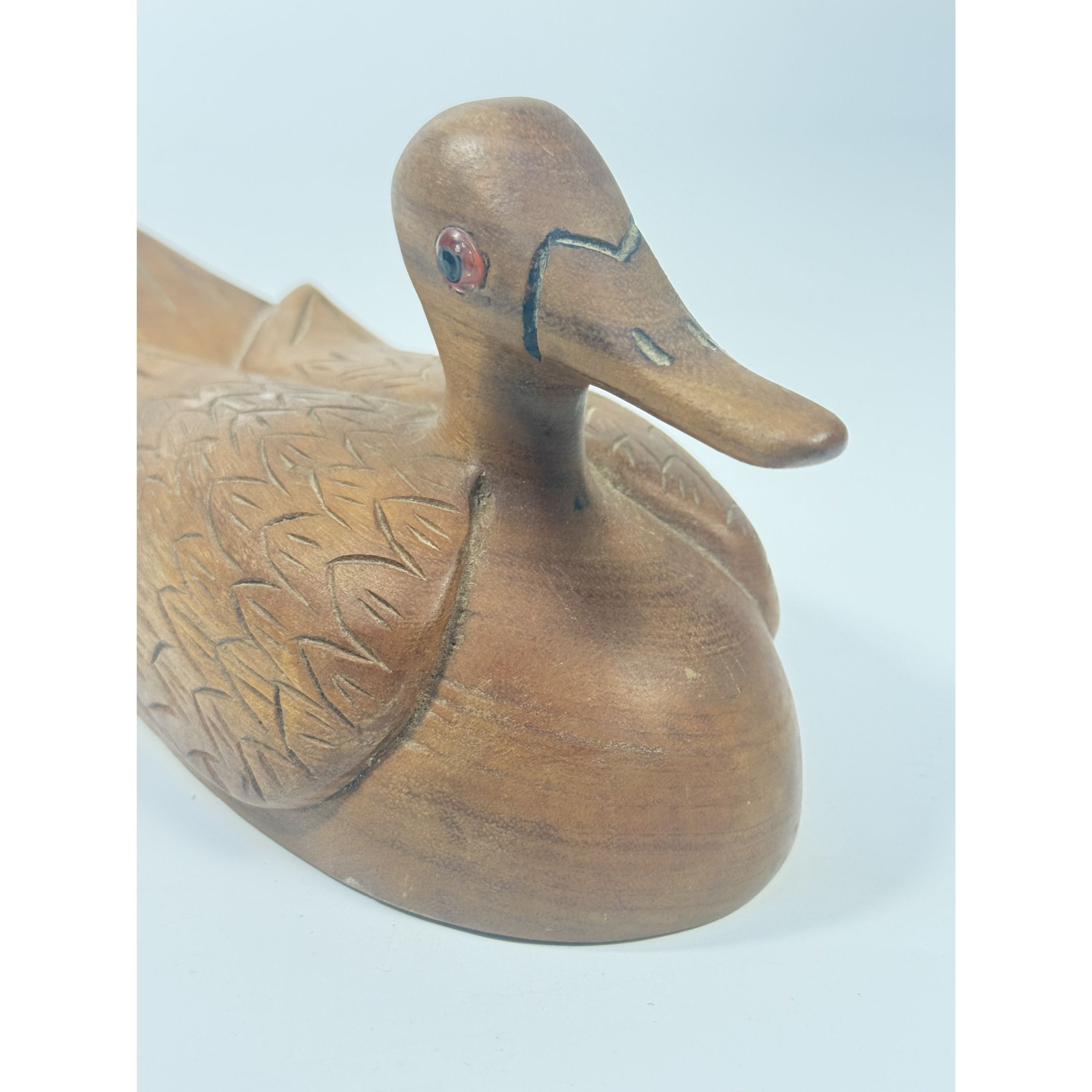 Wooden Duck Decoy Wildlife Collection Natural Wood Hand Carved Cottage Cabin Fishing Hunting Grandpa Core Home Shelf Decor Decorative Accent